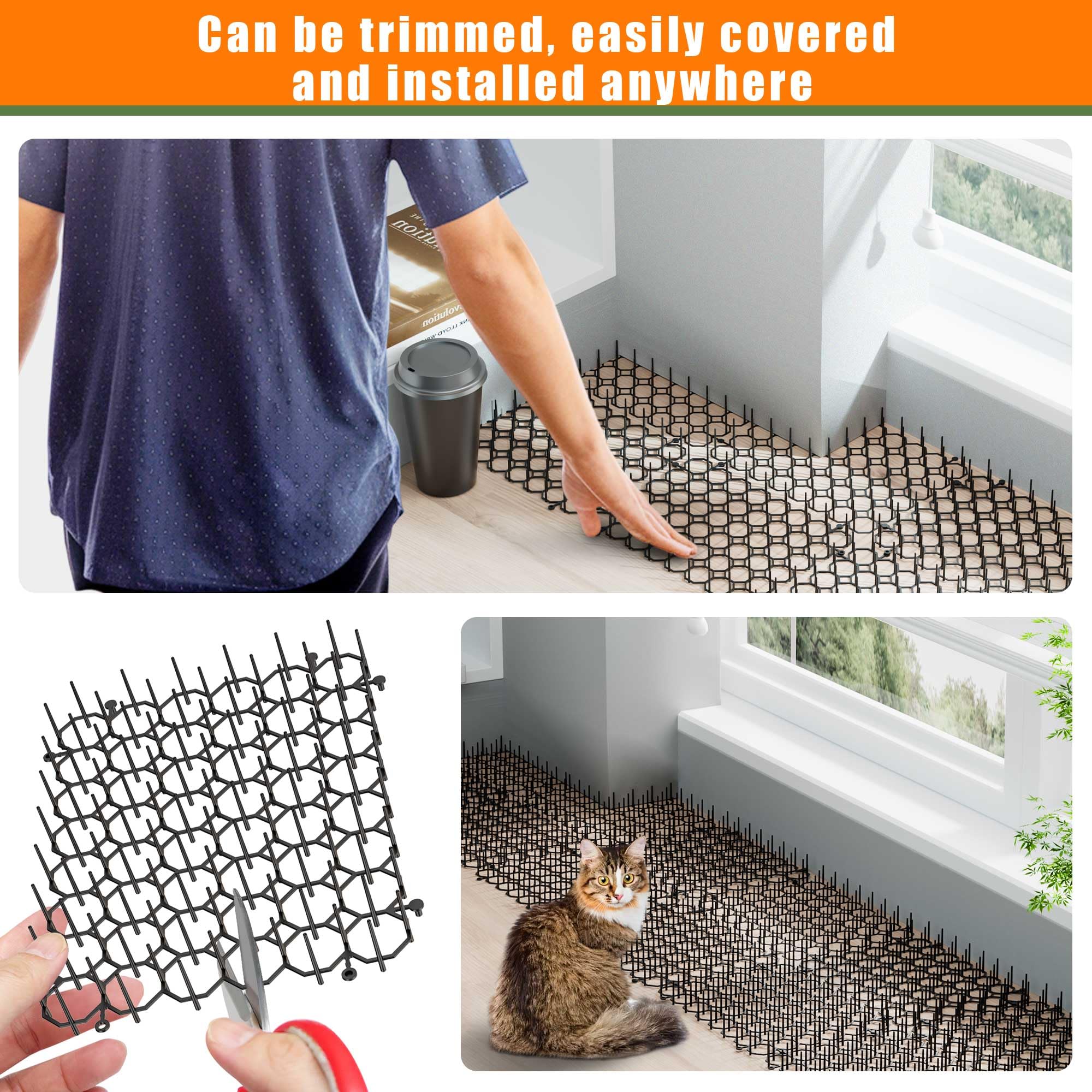 Dornengitter gegen Katzen – 12 Stück Katzenabwehrmatten (20x15cm) für Garten & draußen, effektive Tierbarriere mit Spikes aus Kunststoff zur Abwehr von Katzen, Hunden & Wildtieren