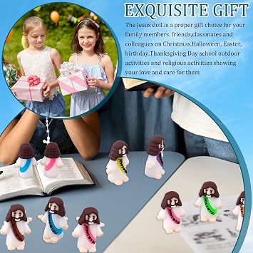 50 Pcs Mini Jesus Figures Glow in The Dark Religious Cute Tiny Doll to Hide and Seek Church Favors for Sunday School Baptism (Mini, 50, Jesus Loves You)