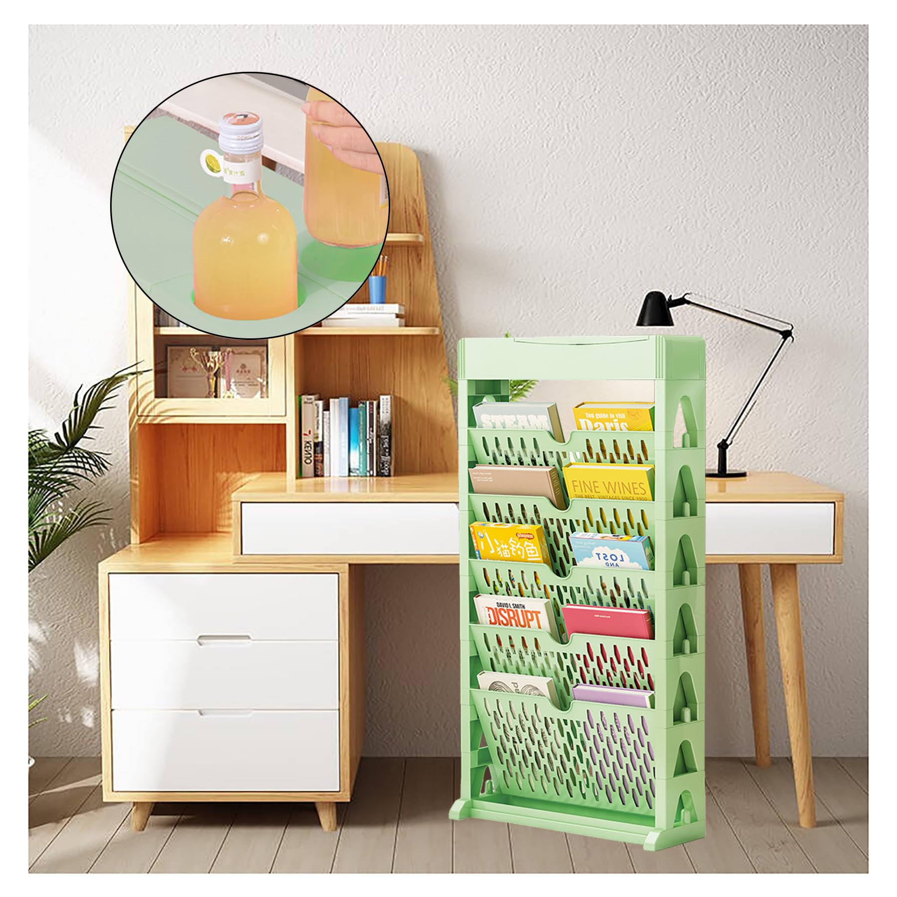 TUOYIBO Bookshelf Rolling Cart Organizer Mobile Book Shelf with Wheels Multi Tier Rolling Vertical Bookshelf,Movable Classroom Deskside Bookshelf,3single Without Wheel