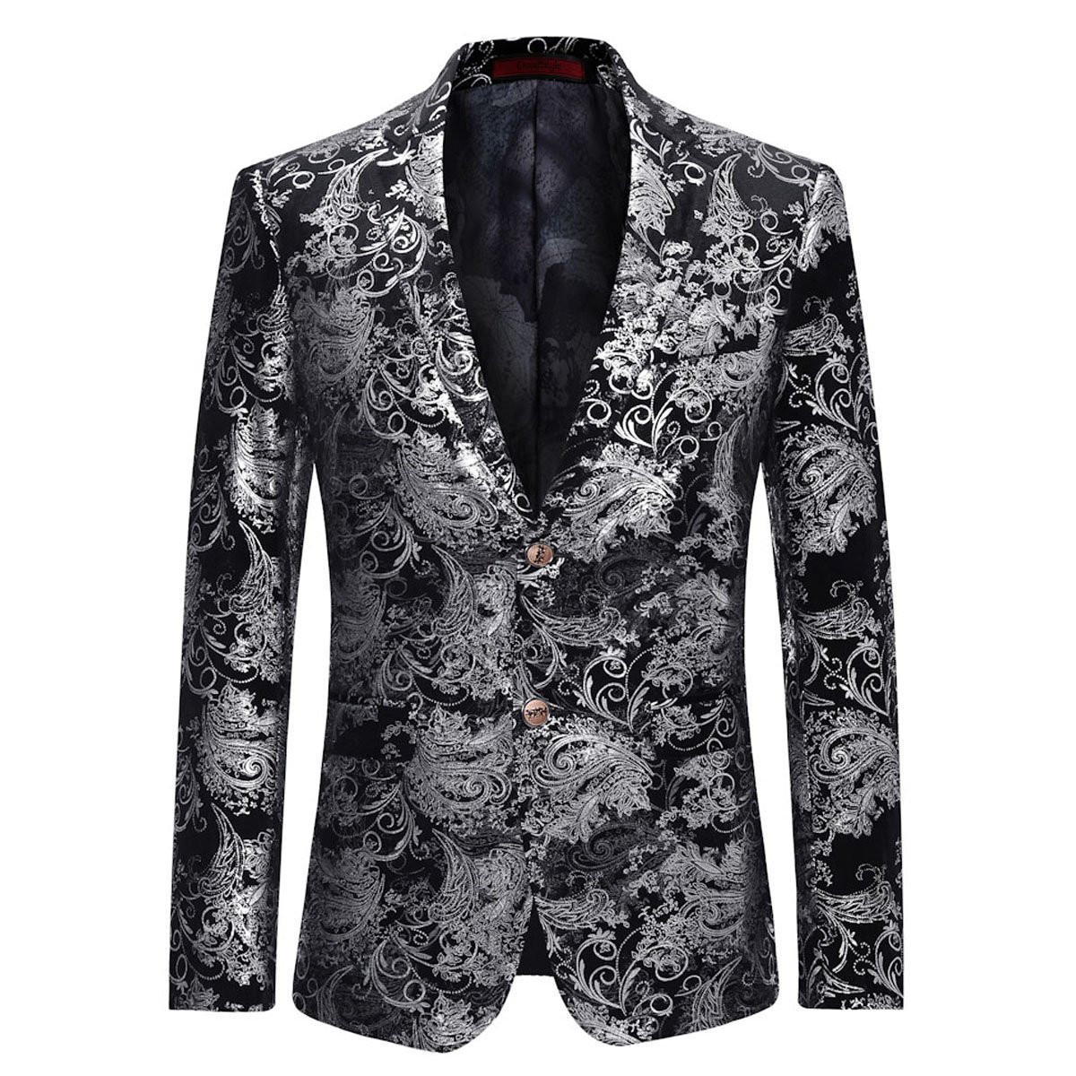 cloudstyle Men's Dress Floral Suit Notched Lapel Slim Fit Blazer-picture-29