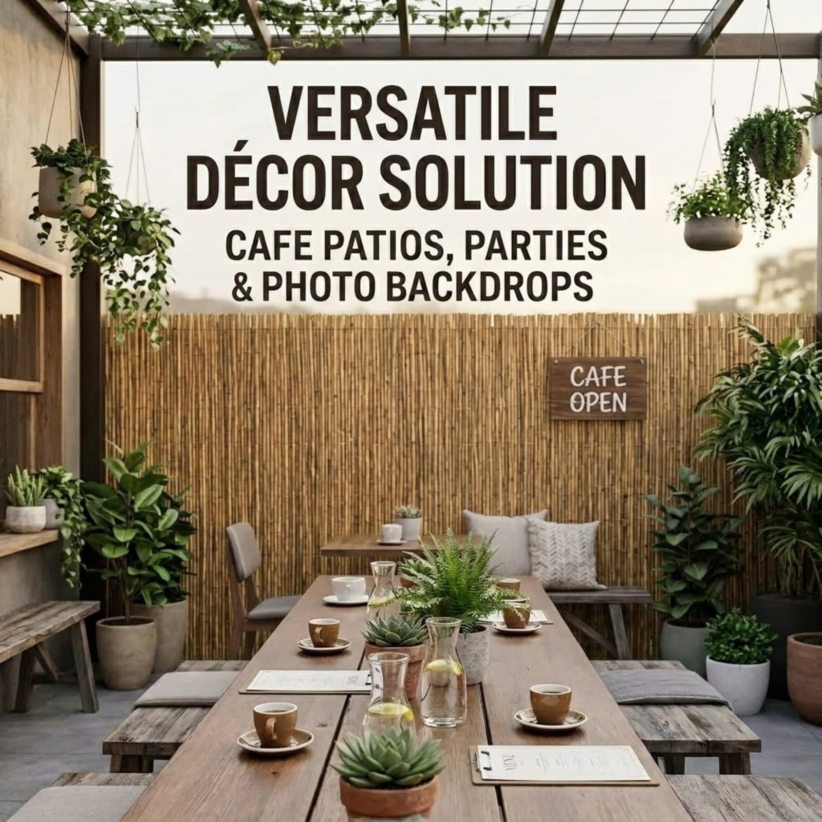 Canisse en Roseau Naturel Brise Vue Roseau Canisse en Roseau pour Jardin Terrasse Balcon Protection Intimité Occultant Pare-Soleil Naturel Écologique Facile à Installer(Brun,61x1524cm(2x50ft))