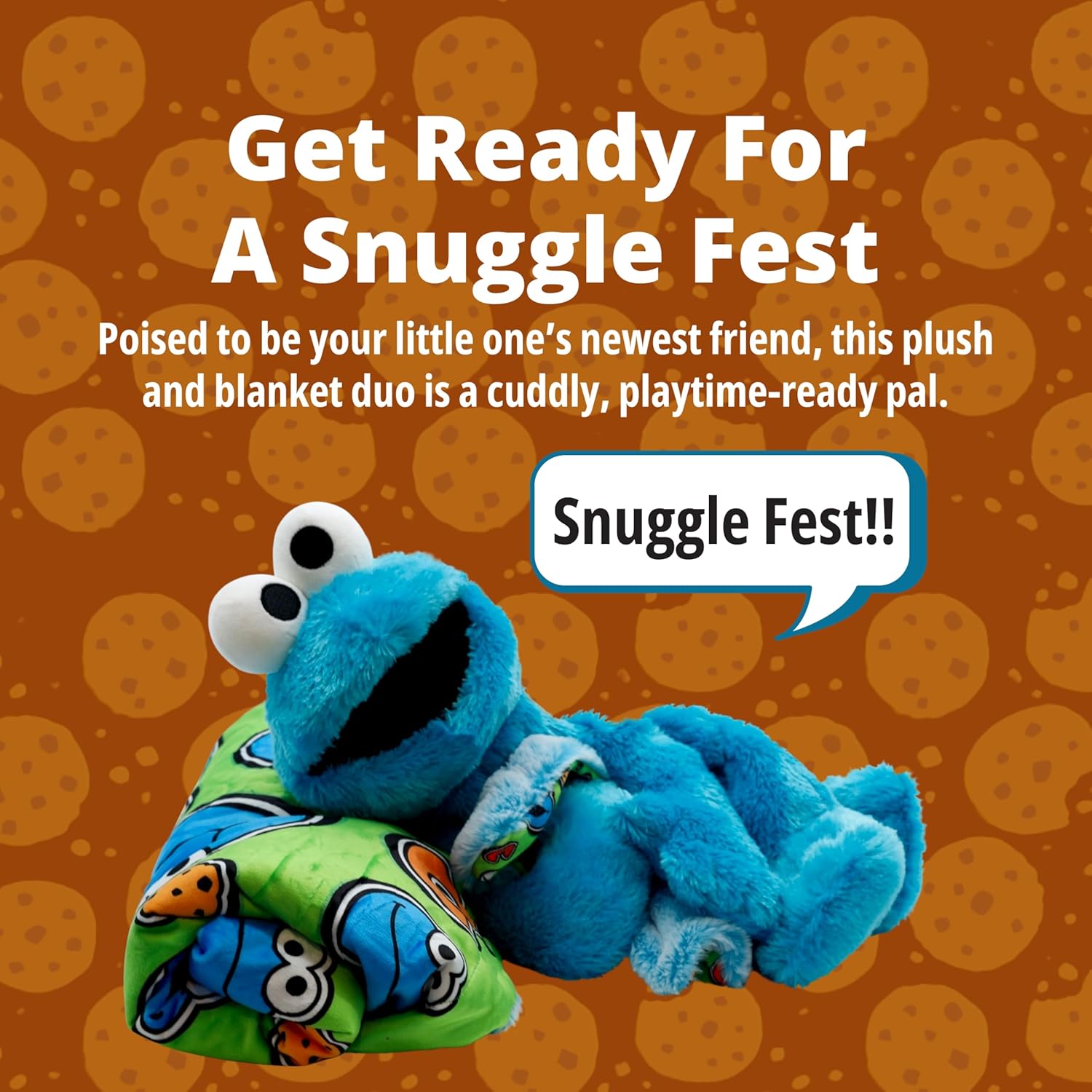 Plushible Sesame Street Cookie Monster Blankie Bestie – 2-in-1 Baby Security Blanket & Stuffed Animal for Babies & Kids, Soft Plush Baby Blanket Travel Plush Toy for Nap Time, Loveys for Babies & Kids