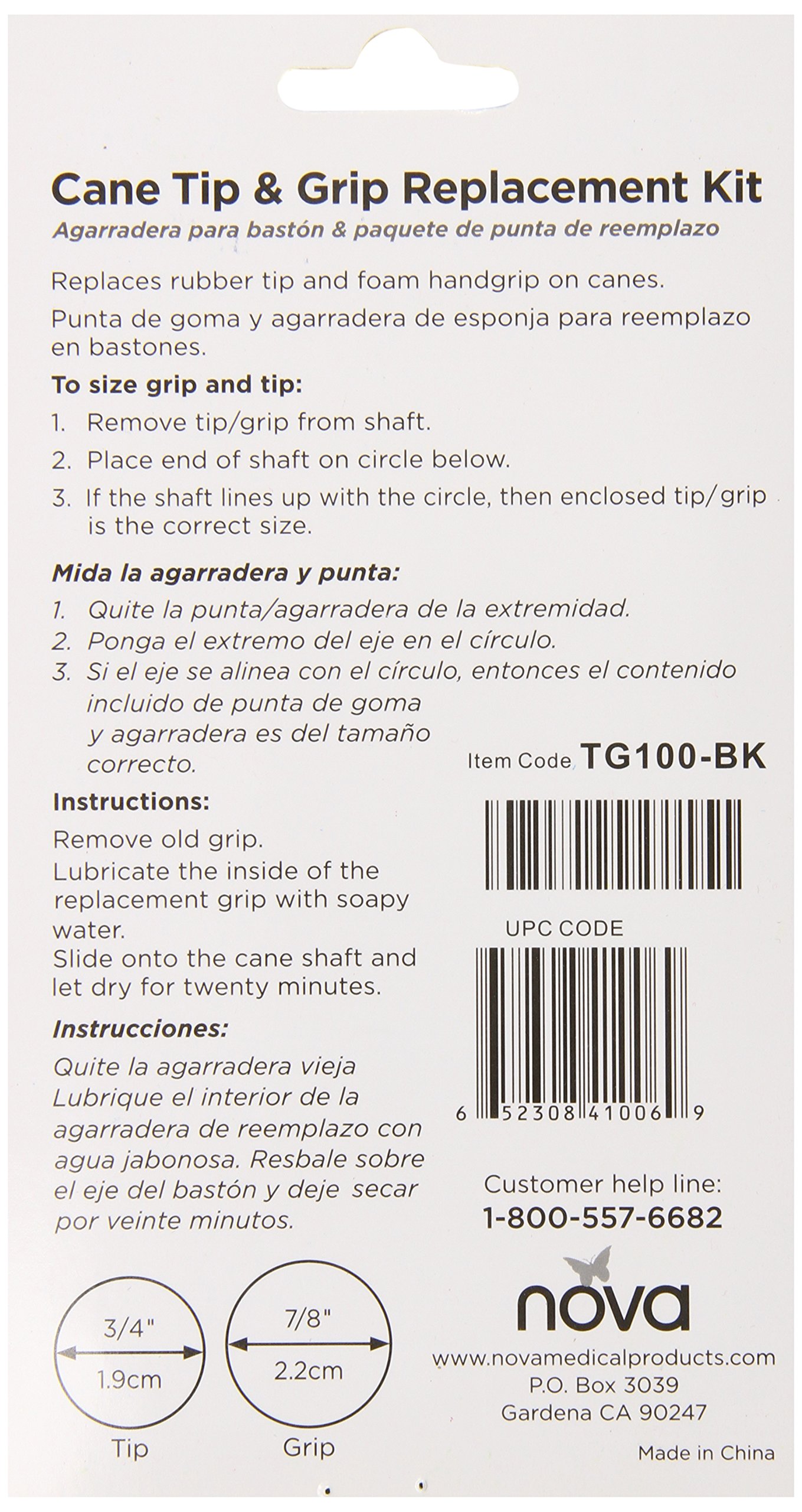 NOVA Medical Products Tip and Grip Replacement Kit, Black (Pack of20)