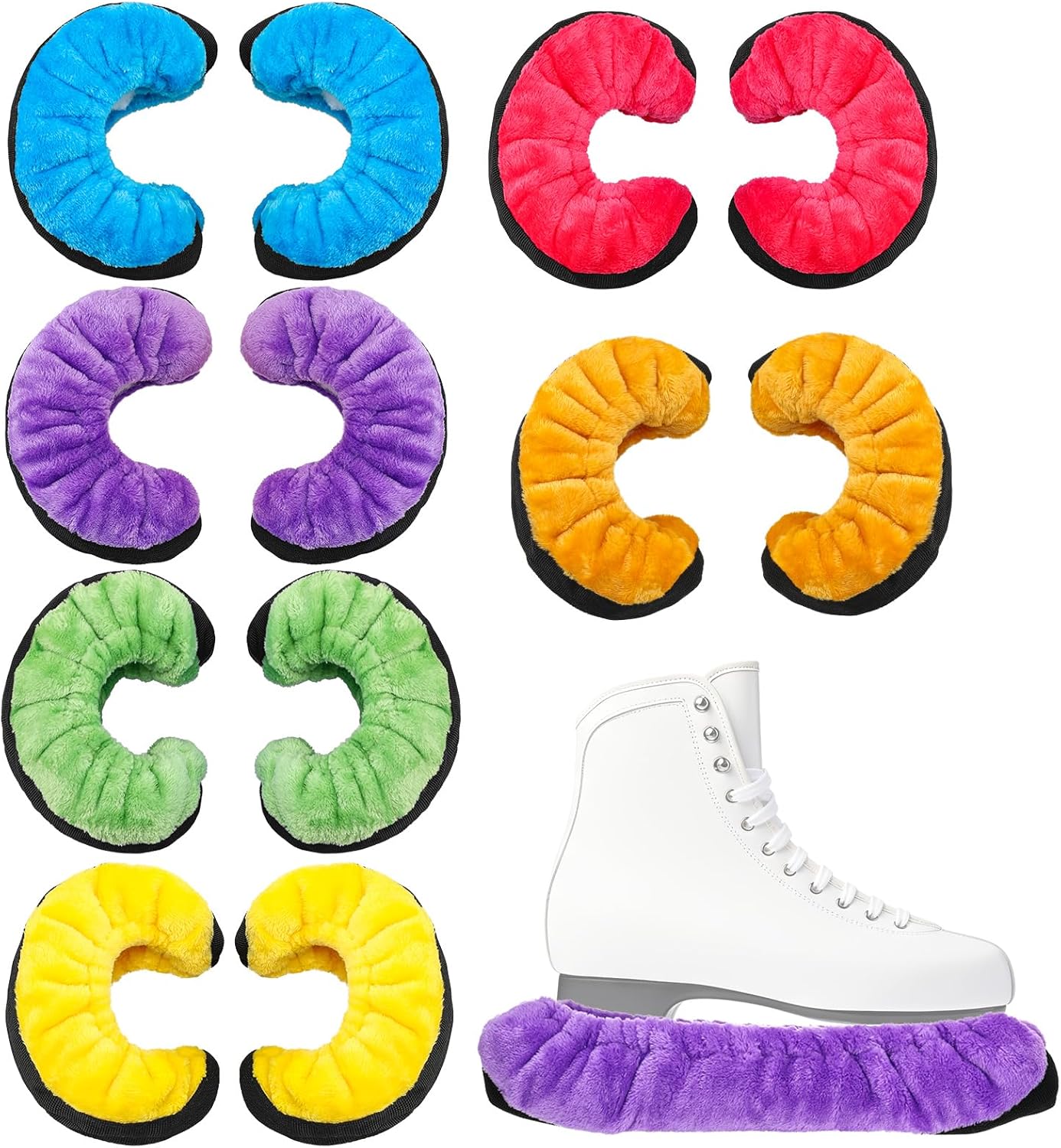 Geyoga 12 Pcs Ice Skate Guards for Hockey Skates, Thickened Figure Skates and Ice Skate Blade Covers Multicolor L Size Blades Protector Cover for Women Men and Adults