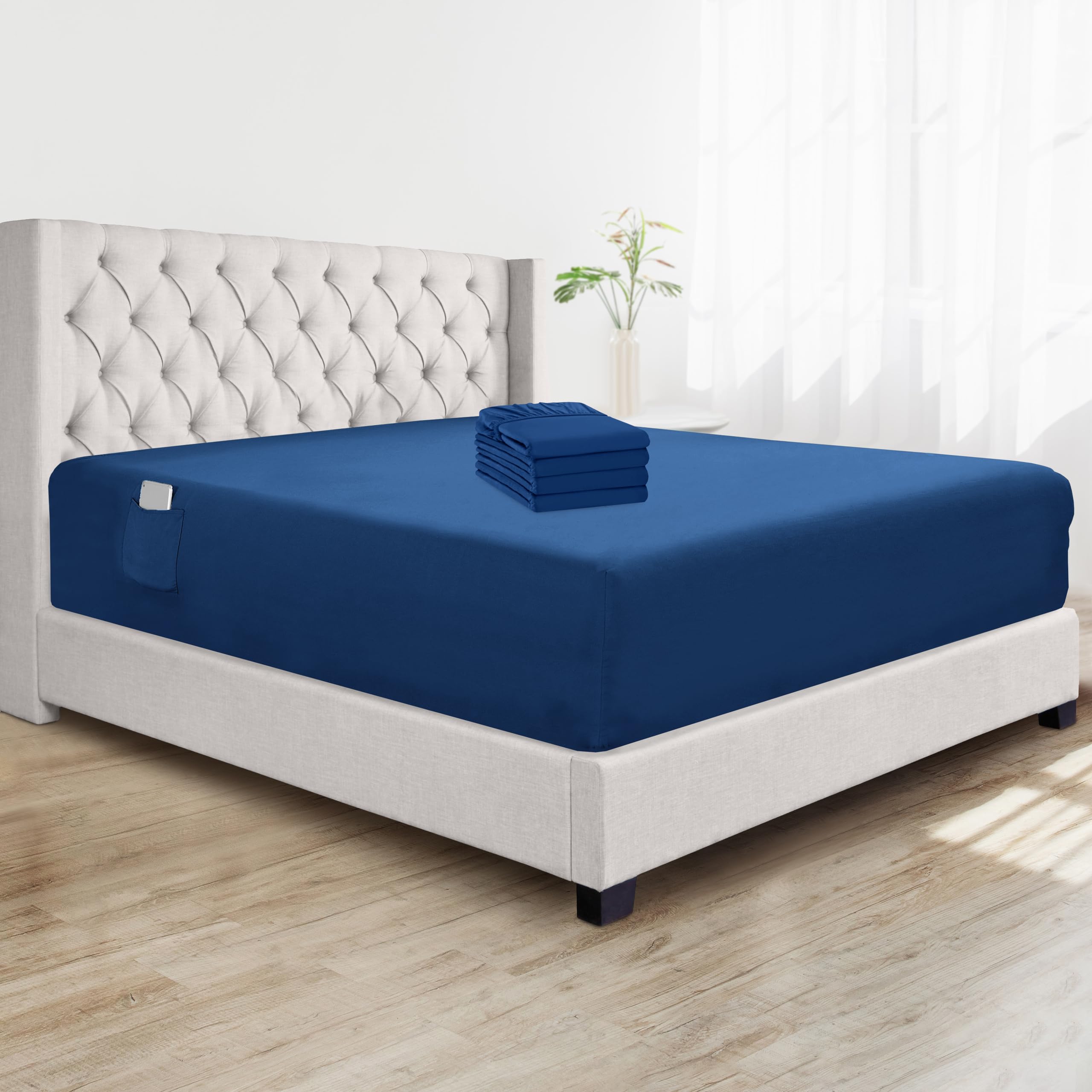 Elegant Comfort - Juego De Sábanas, 4 Piezas Con Bolsillos Profundos
