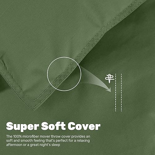 Miniatura 5 de Manta de plumón suave y ligera para cama, sofá, uso en interiores y exteriores, manta cálida y esponjosa, color oliva, tamaño King (108 x 88