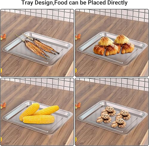 Miniatura 6 de Bandeja para hornear de acero inoxidable compatible con bandeja de horno tostadora Cuisinart, adecuada para freidora de aire Cuisinart TOA-060 y