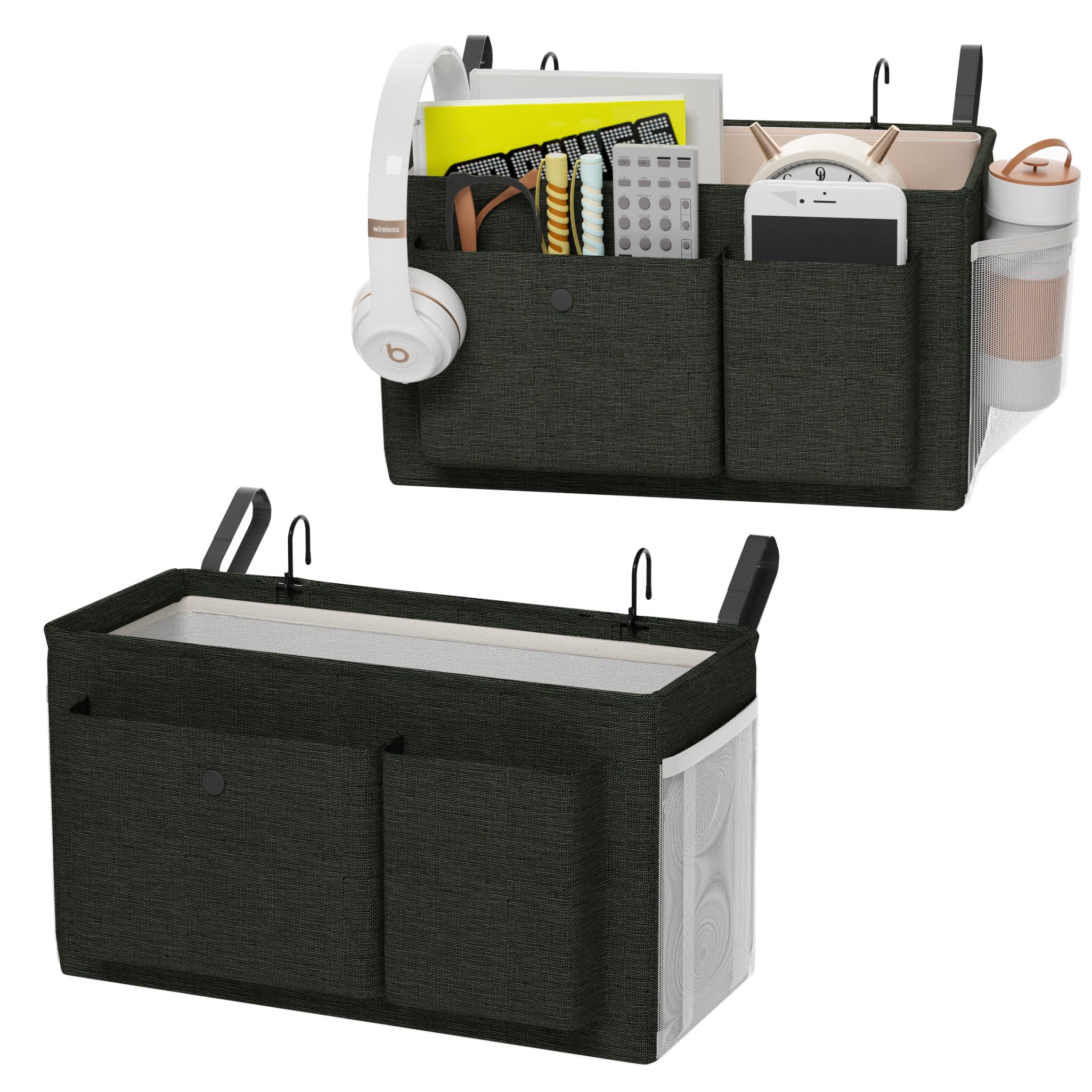 Edudif Bedside Caddy Bedside Organizer with Fixed Straps & Water Bottle Holder, Bunk Bed Caddy ideal for Home, Dorm, Hospital, Crib, Versatile Bedside