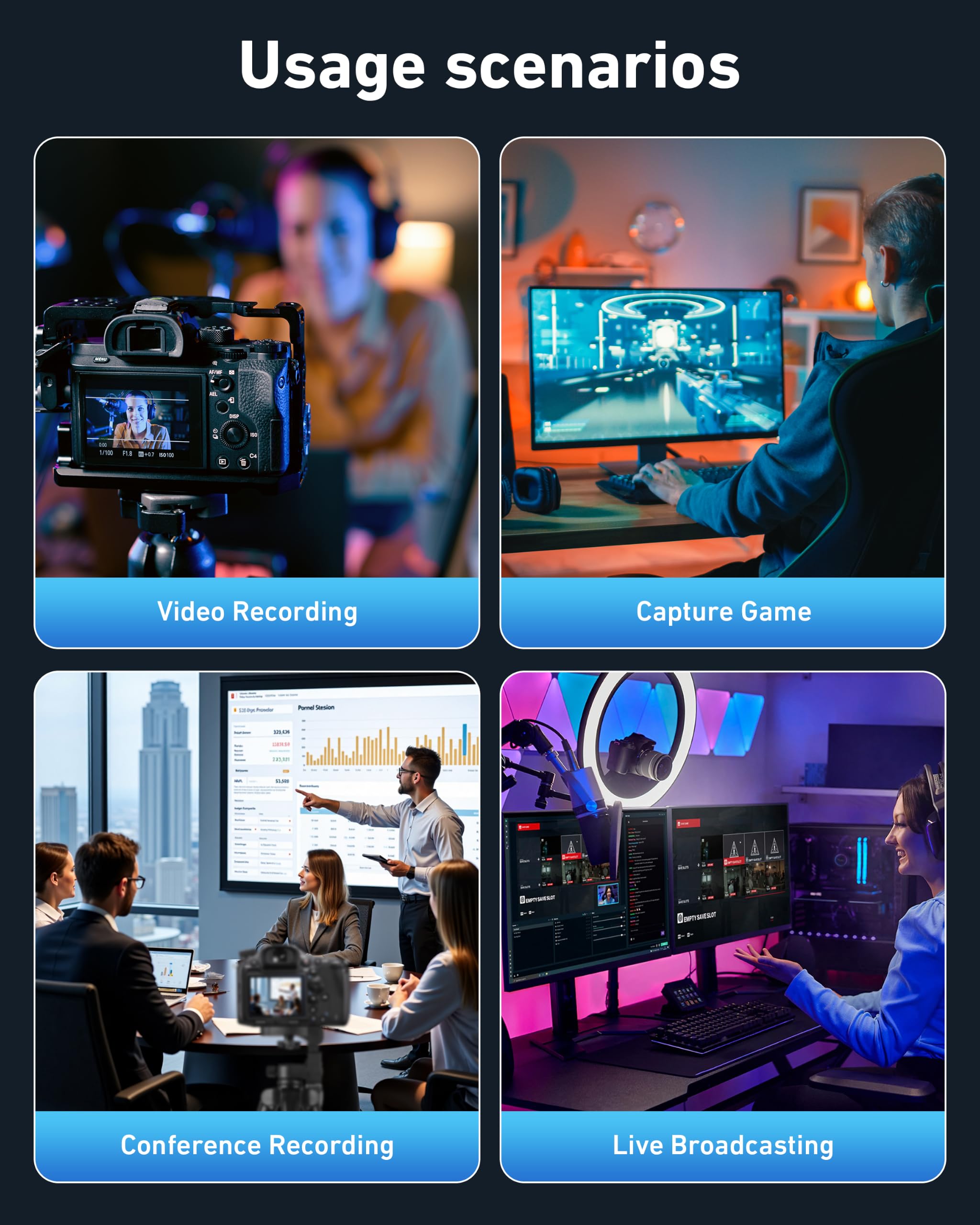 BENFEI Carte de capture vidéo HDMI vers USB-C 4K@60Hz avec sortie boucle, appareil de capture de jeu basse latence 1080P 60FPS pour streaming, jeux, Switch, PS4/5, Xbox, Mac, ordinateur portable