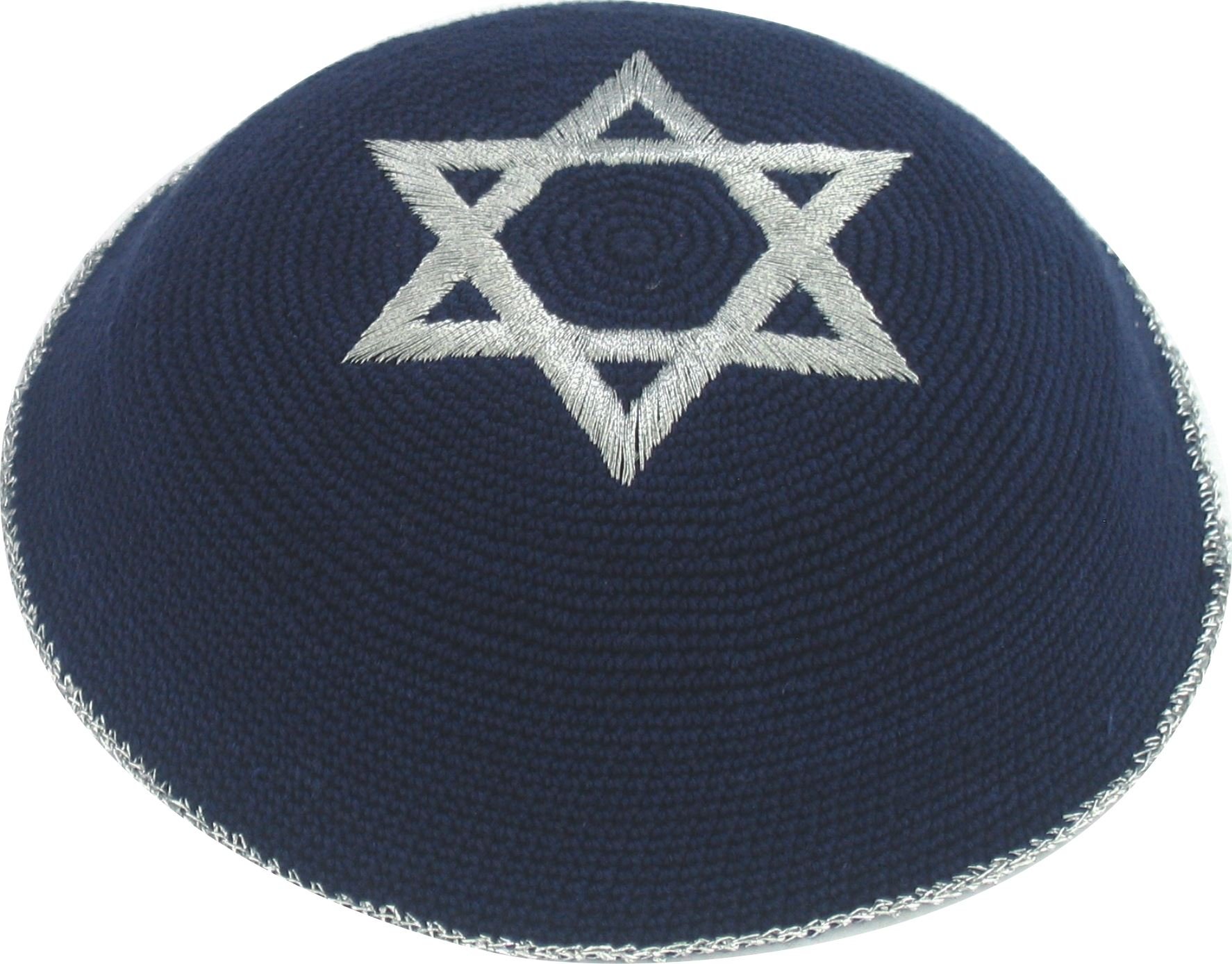 Body-Soul-n-Spirit Kippahs Blue Star of David Holyland Knitted Kippah Yarmulke Tribal Jewish Yamaka Kippa
