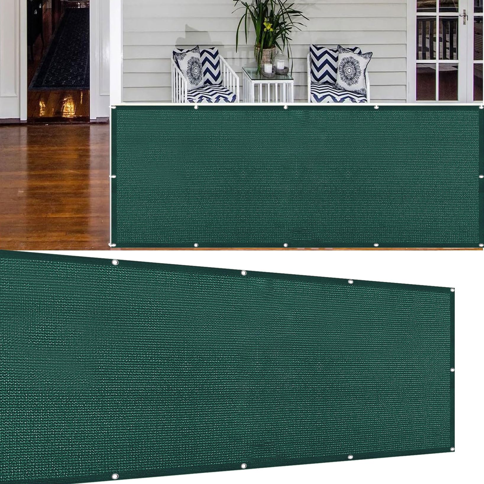 Pare vue de balcon vert foncé 100x350 brise-vue de terrasse occultant