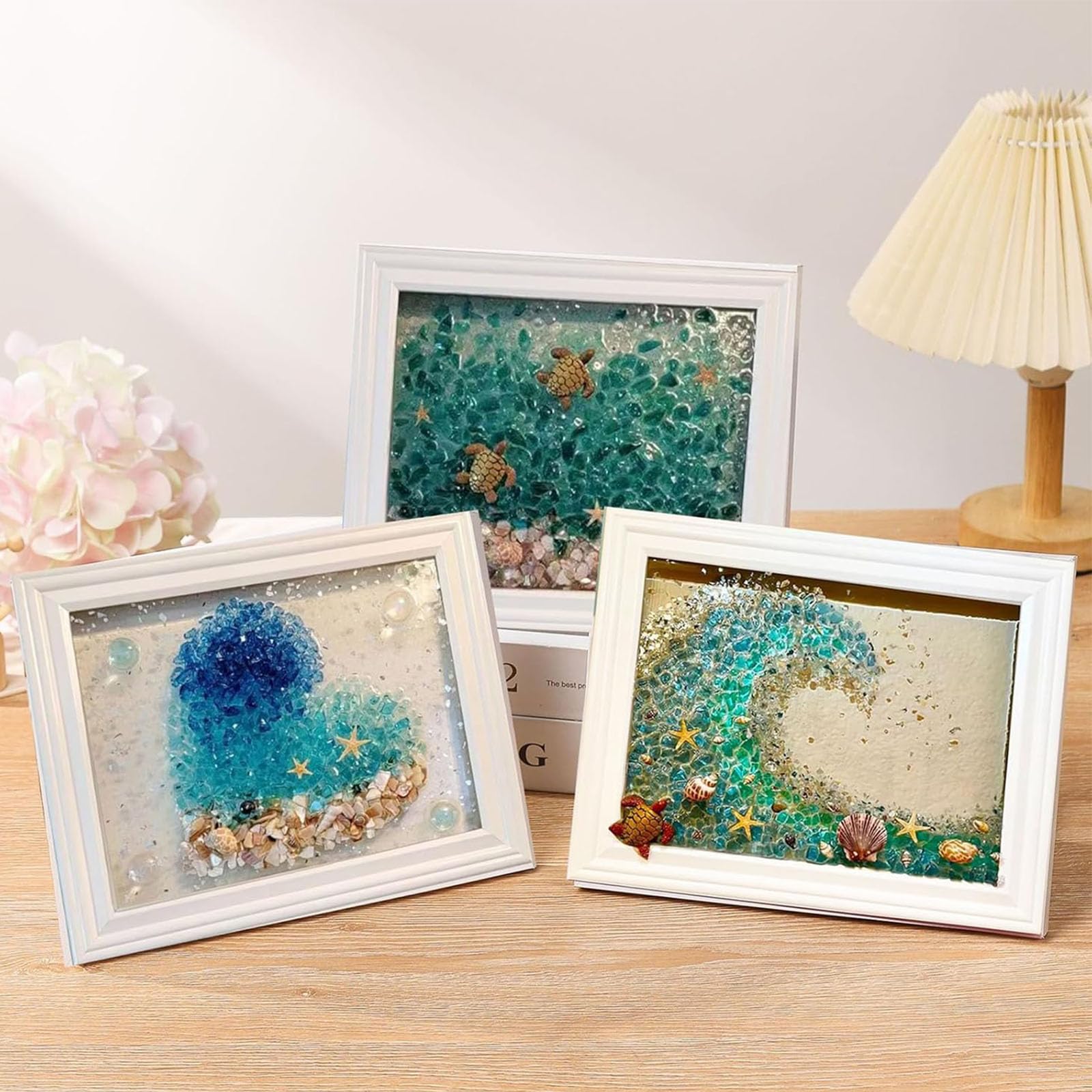 Kit artistico in vetro marino, arte fai da te in resina per adulti, kit per mosaico per cornici, decorazione creativa in resina, forniture artistiche e progetti artistici in vetro di mare