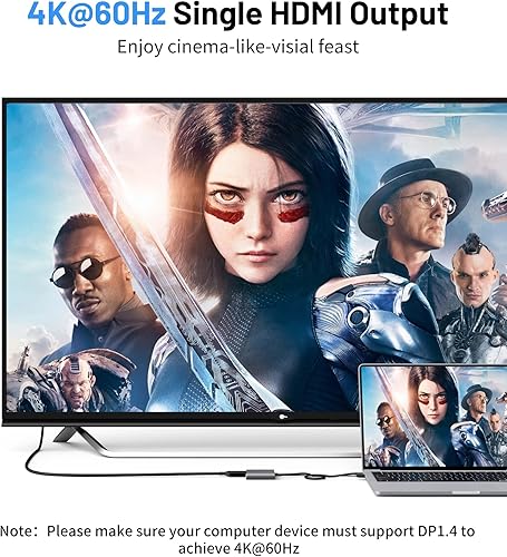 Miniatura 3 de Fairikabe Adaptador Mini DisplayPort a HDMI dual, 4K 60Hz, MST, SST, para laptop, PC, monitor, proyector y más