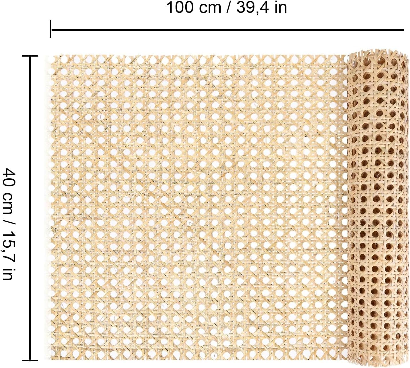 Cane Webbing - Rotolo di Rattan Aperto Intrecciato, per progetti di caning, Decorazione per la casa, 40 x 100 cm