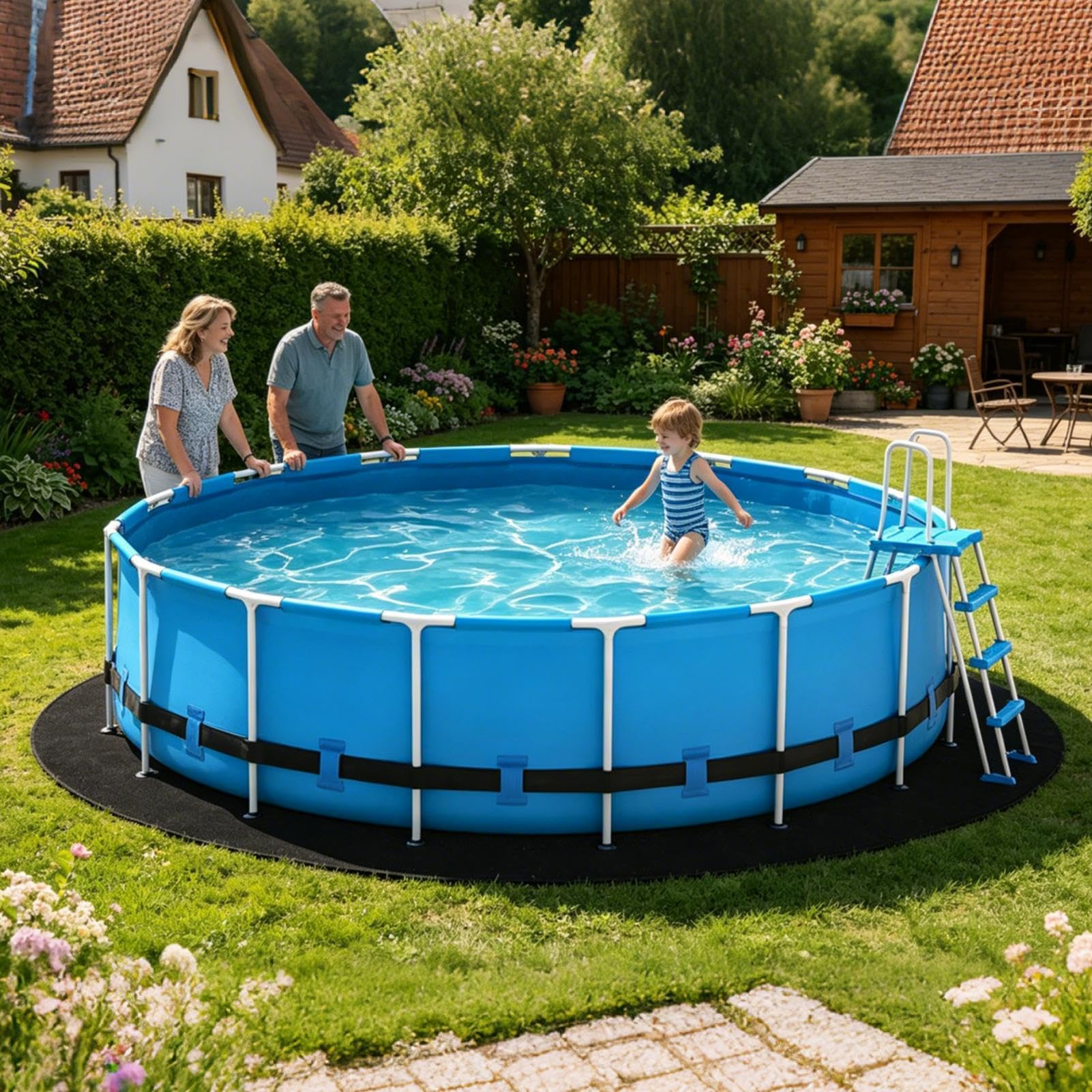 Almohadilla de suelo de piscina Almohadilla Protectora Resistente y | Almohadilla de liner piscina sobre tierra Para exterior, natación, suelos, terrazas, verano, niños, mascotas