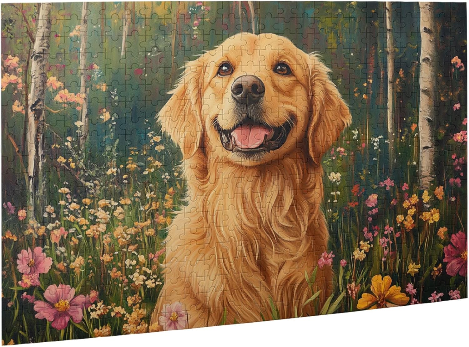 Funny Puppy Adult Wooden Jigsaw Puzzle, Golden Retriever in The Woods, Puzzles for Adults 500 Pieces, Stress Relieving Puzzle, Relieve Stress and Enjoy The Fun of Solving Puzzles