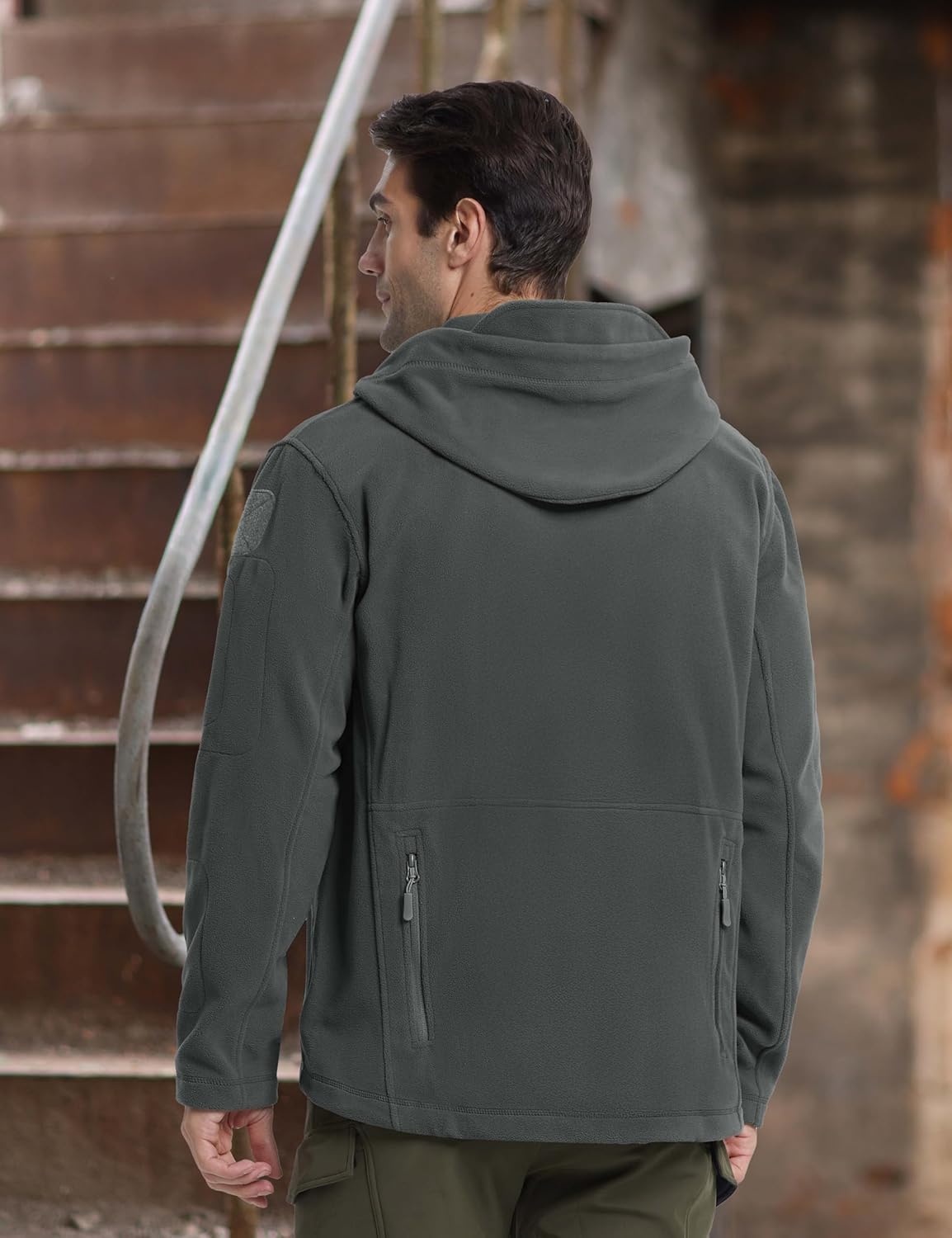 CRYSULLY Men's Military Tactical Sport Warm Fleece Hooded Outdoor Adventure Jacket Coats - Image 3