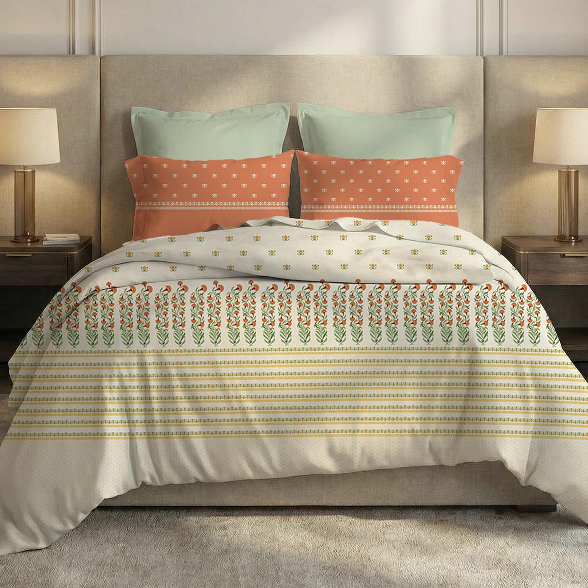 MYTRIDENT Soft Comfort Bedsheet for Double Bed, 100% Cotton Bedsheet, Soft and Breathable, King Size Bedsheet with 2 Pillow Covers - Art Age-image-4