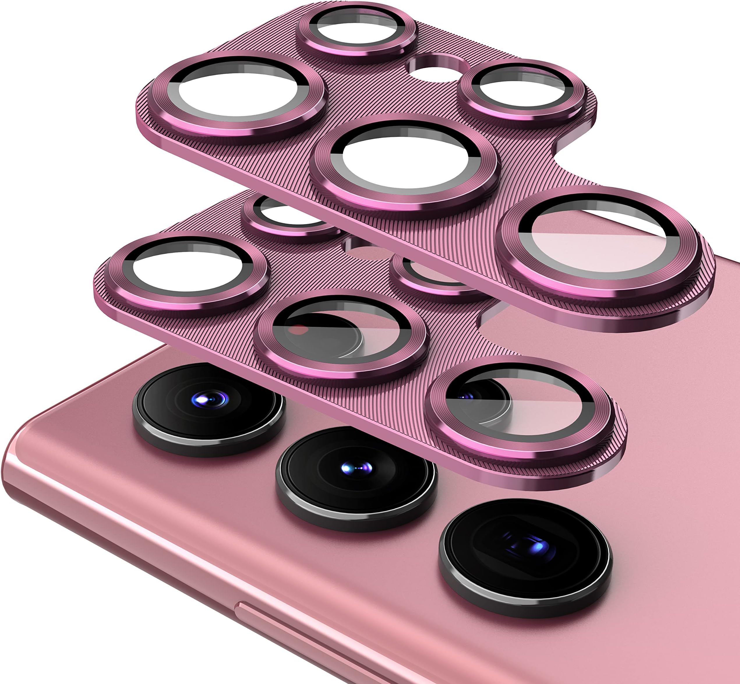 Suoman 2-Pack for Samsung Galaxy S22 Ultra 5G Lens Protector, Premium Tempered Glass Glitter Diamond Metal Camera Lens Protector for Samsung Galaxy S22 Ultra 5G 6.8 Inch - Red