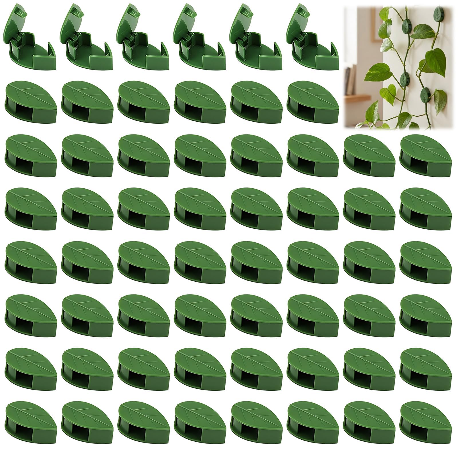 60pcs Plant Clips for Climbing Plants, Plant Support Clips, Wall-Mounted Plant Clips for Indoor Vertical Gardens and Home Cable Management, Reusable Plant Wall Clips for Plant Training
