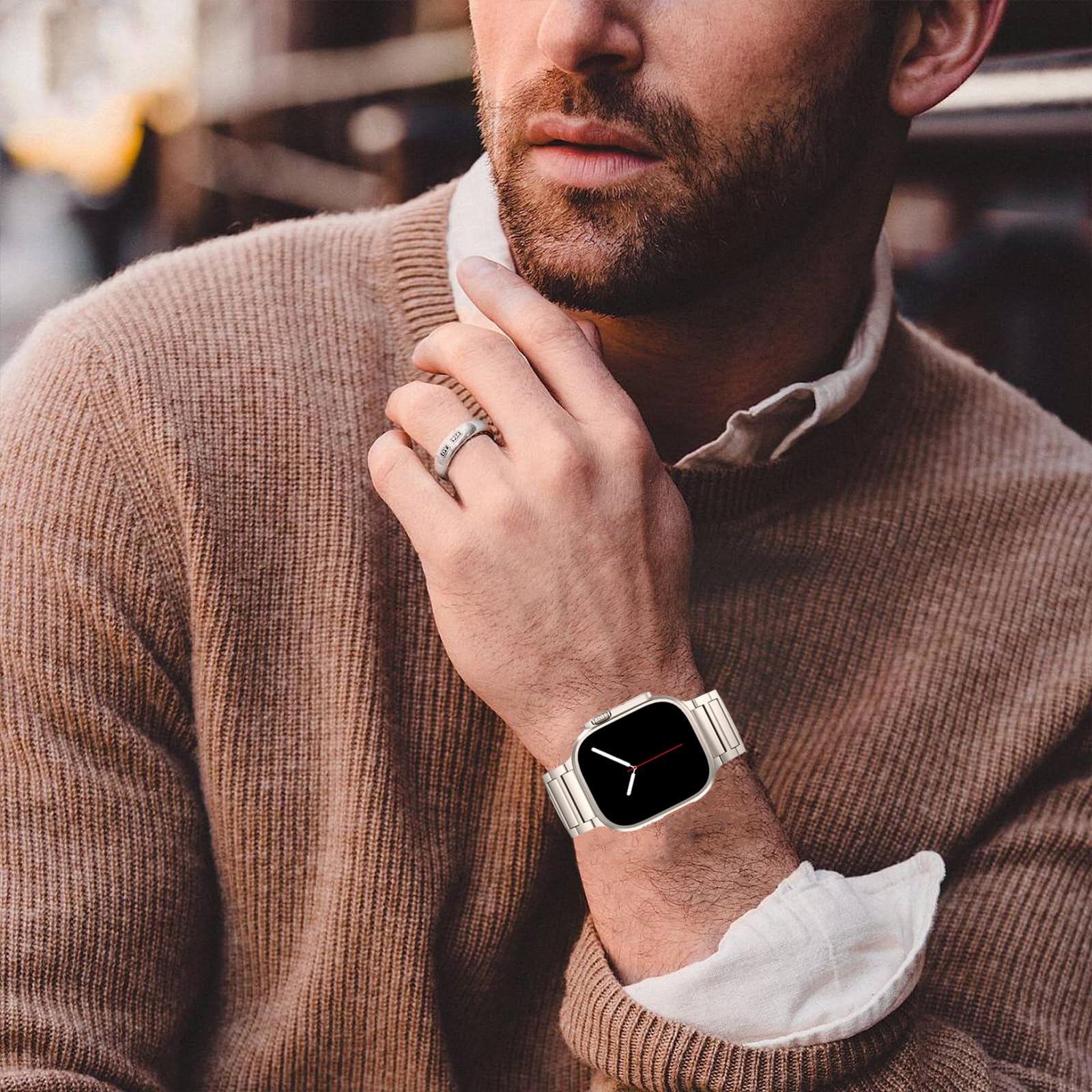 Pasek do zegarka Apple Watch 49 mm, 45 mm, 44 mm, 42 mm, 41 mm, 40 mm, 38 mm, ulepszona klamra motylkowa, tytanowy metalowy pasek do iWatch serii 9, 8, 7, 6, 5, 4, 3, 2, 1, SE, Ultra, 2 Ultra