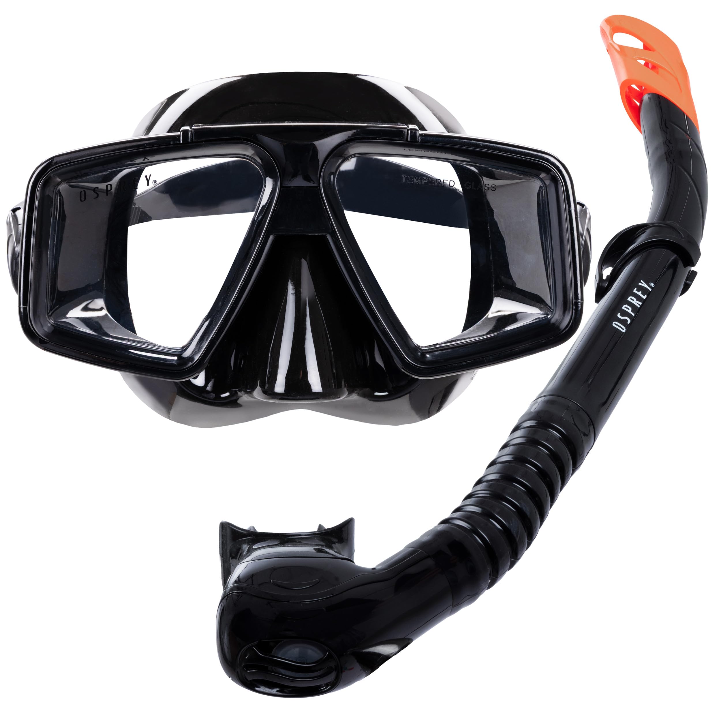 Osprey Adult Snorkel Set with Tempered Glass Mask & Silicone Snorkel