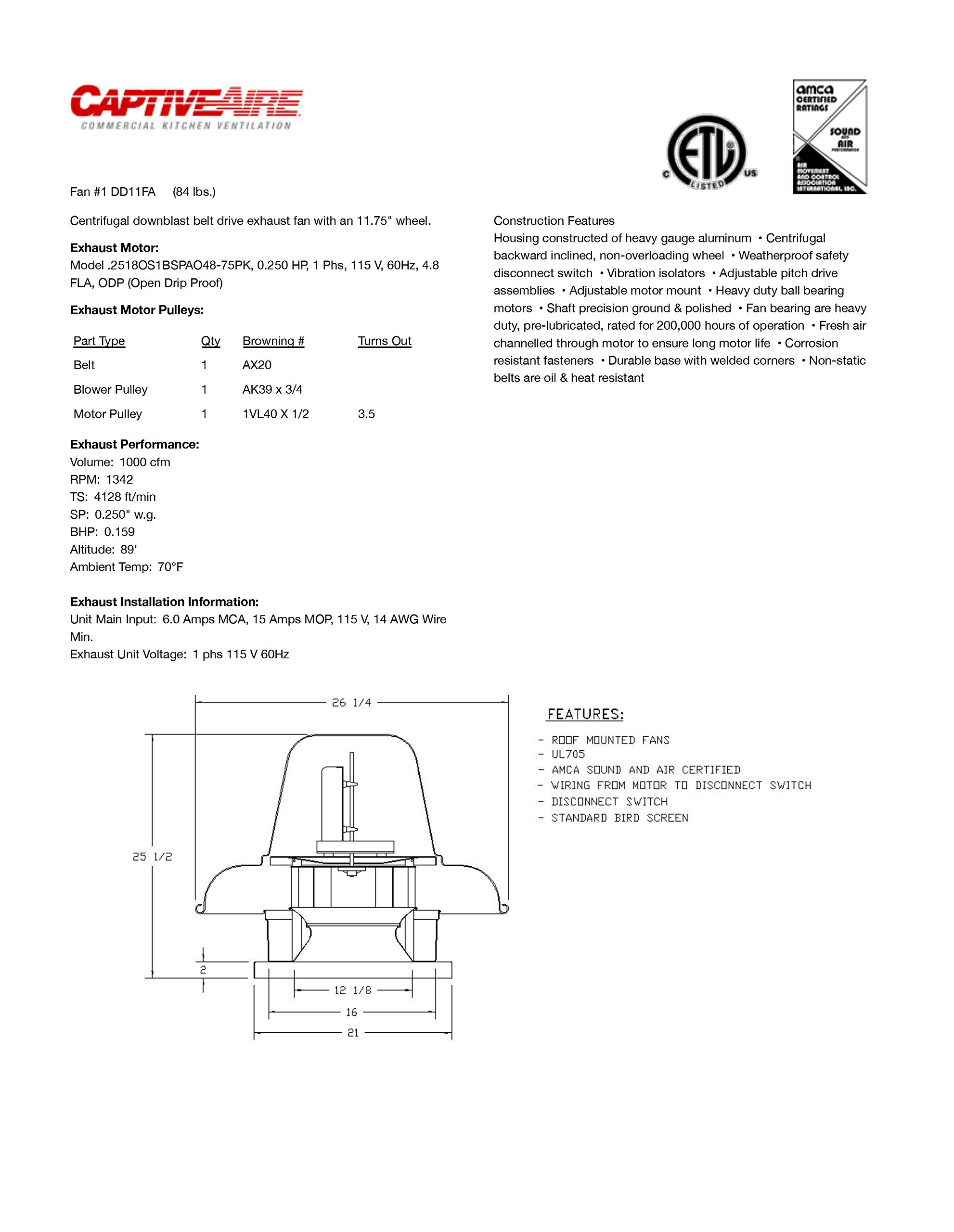 Belt Drive Centrifugal Downblast Roof Mounted Exhaust Fan with