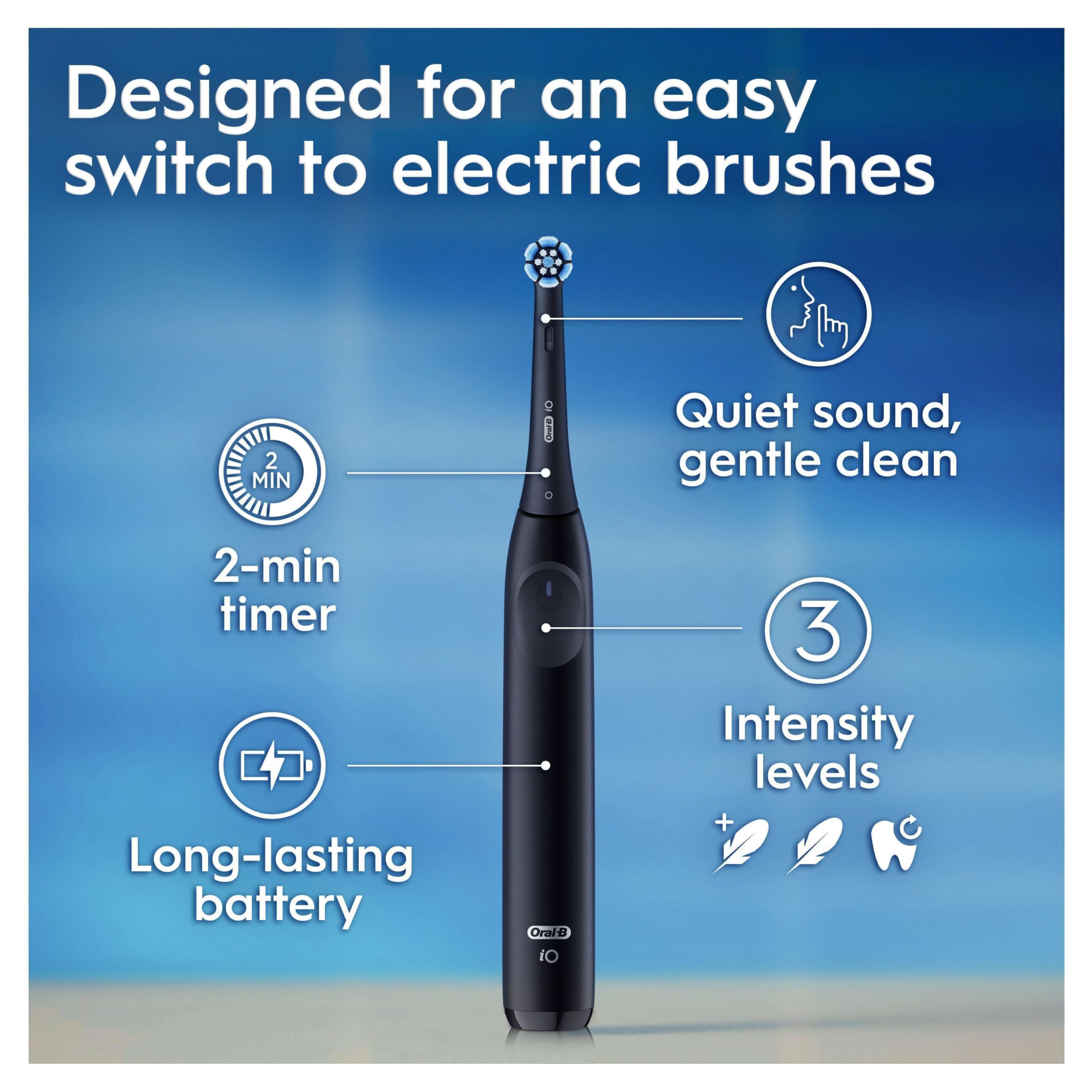 Oral-B iO Series 2 Duo Pack Brosse à Dents Électrique/Brosse à Dents Électrique, 2 Brossettes, 3 Modes de brossage pour Soins Dentaires, Technologie Magnétique Conçu par Braun, Night Black/Calm Pink