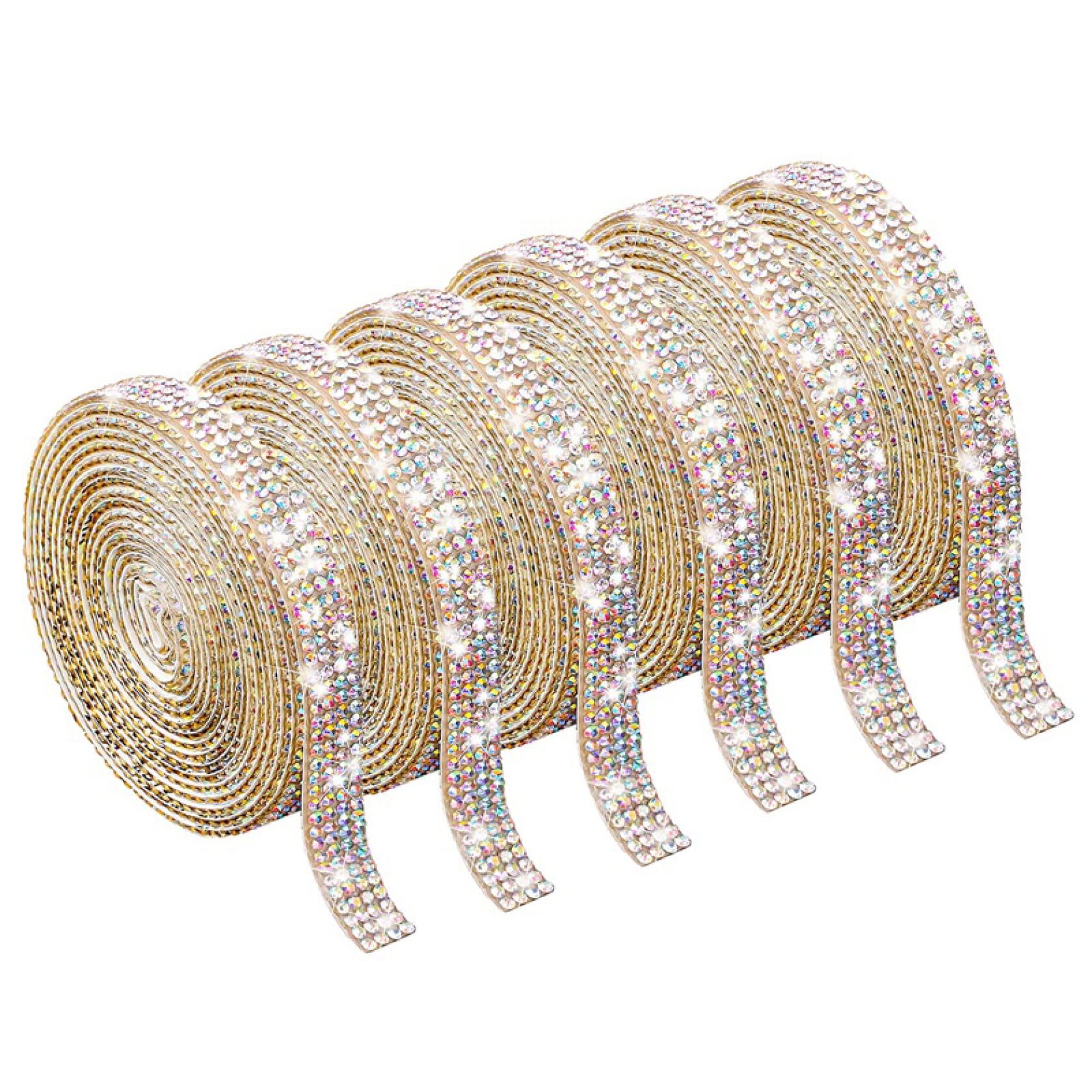 ACiyD 1 Yard 6 Rollen Strassband Kristall Diamantband Kristall Selbstklebendes Strassband for DIY Handwerk Hochzeit Party Dekoration (Color : Multicolor, Size : 1 cm Wide) (Multicolor 1 cm Wide)