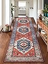 SERISSA Runner Rug for Hallways, 2'6"x10' Washable Non Slip Kitchen Runner Rug, Long Boho Rug Vintage Rust Hallway Stair Ultra Soft Print Floor Carpet for Bedroom Bathroom Laundry Room