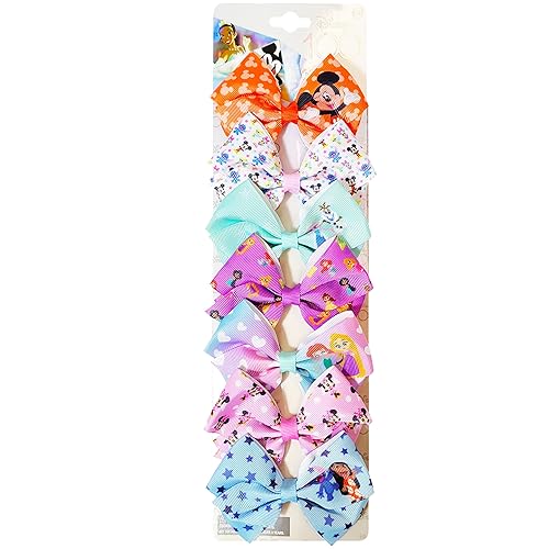 LUV HER Disney 100 – Juego de accesorios para el cabello – Lazos para el cabello de Disney – Paquete de 7 lazos de 4 pulgadas – Lazos para el pelo