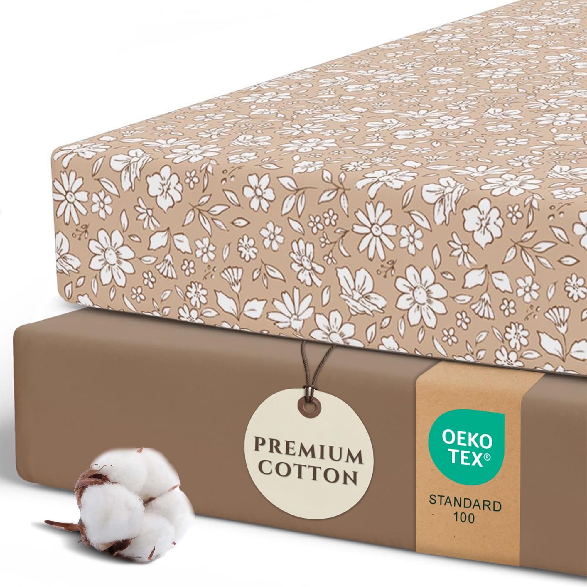 Pobi Baby Crib Sheets for Girls, Soft Cotton Blend, 2-Pack (Meadow) | Fitted Crib Sheet, Standard Mattress 52x28, Toddler Mattress Sheets, Breathable, Snug, Newborn, Machine Wash, Nursery Bedding Meadow (2 Pack)