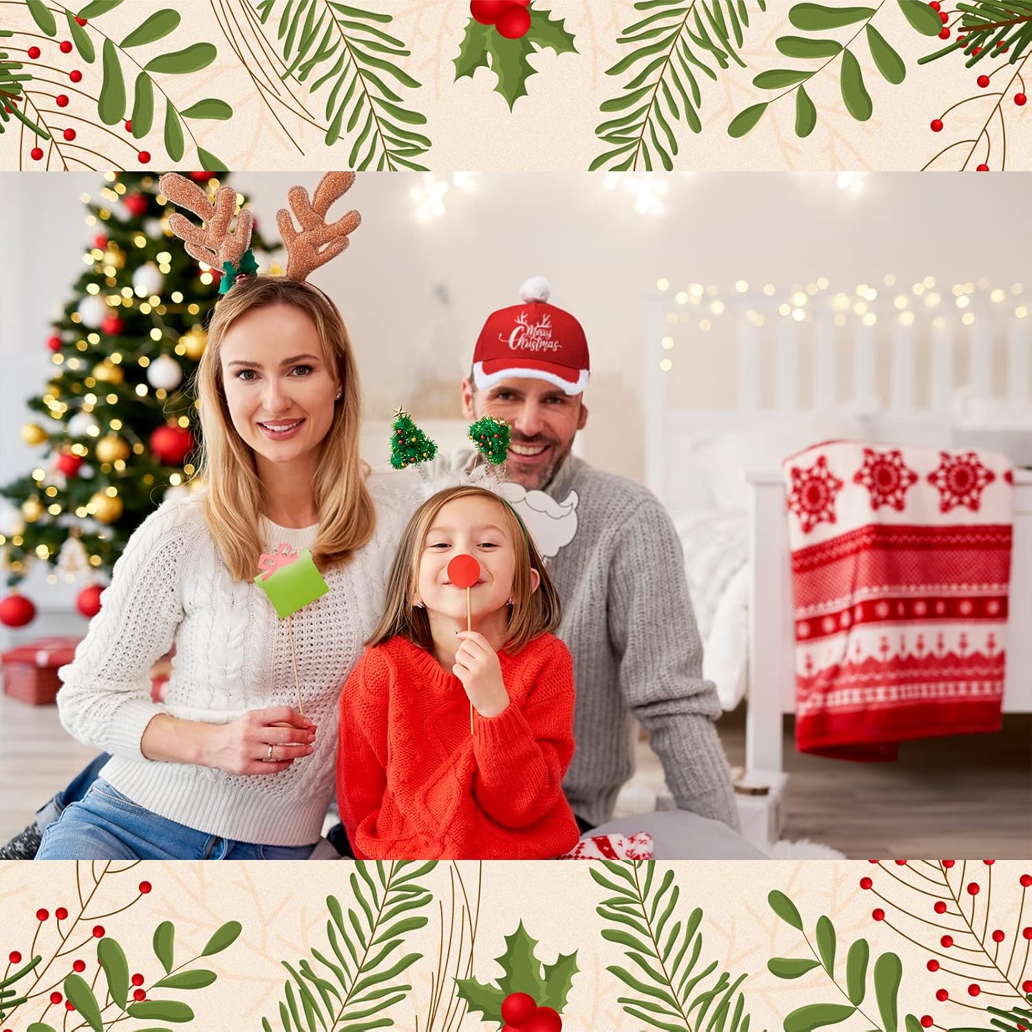 Christmas Santa Baseball Hat Santa Claus Costume hat with Fuzzy Fur Pom - Image 5