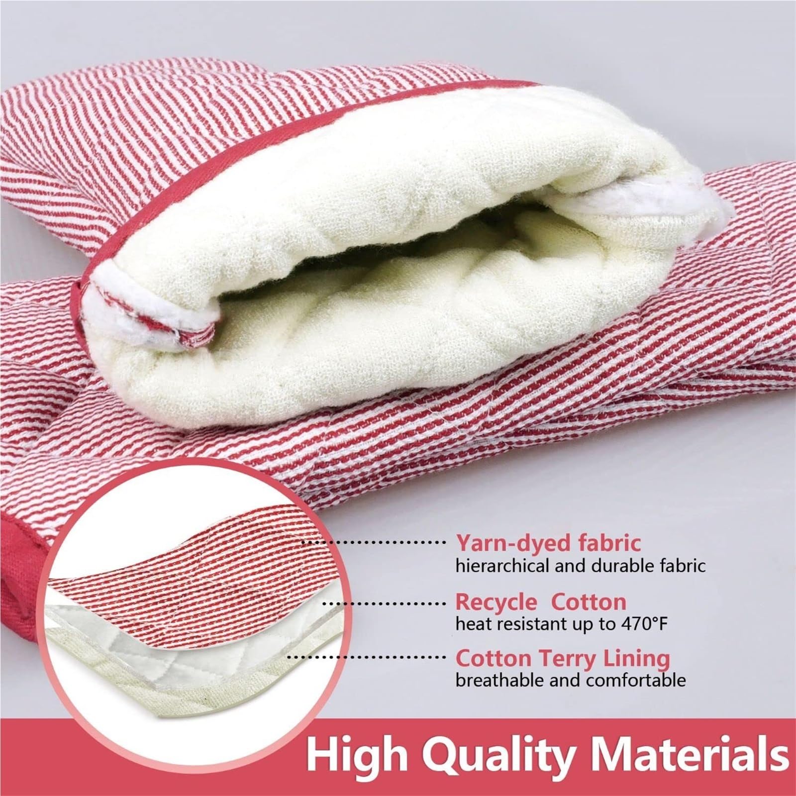 Gants de Cuisine Une Paire De Gants De Four Tissés De Couleur Pur Coton Hommes Et Femmes Gants De Four À Micro-Ondes Manique