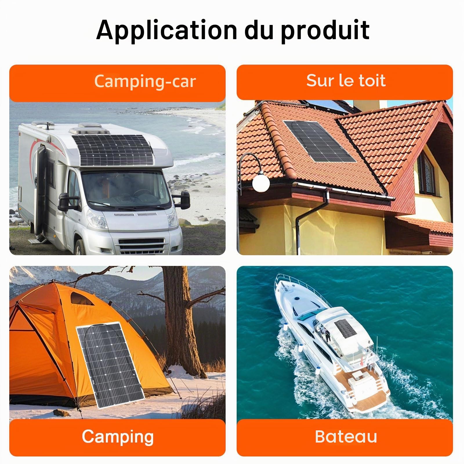 Kit Panneau Solaire Flexible 100W avec régulateur charge pour batteries 12V