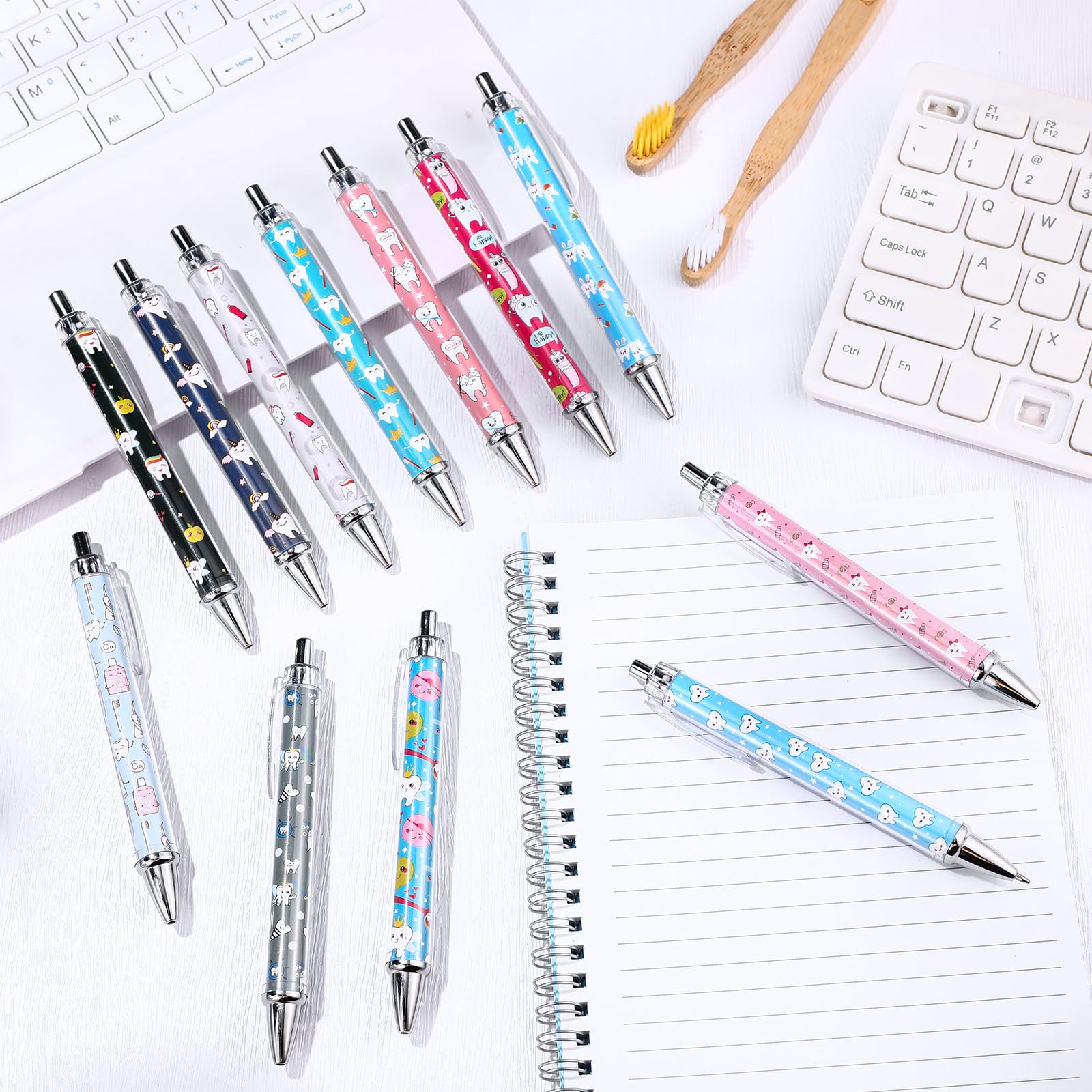 12 Pcs Teeth Ballpoint Pens Cute Teeth Themed Retractable Writing Pens Dentist Dental Assistant Gifts 1mm Black Ink — view 6