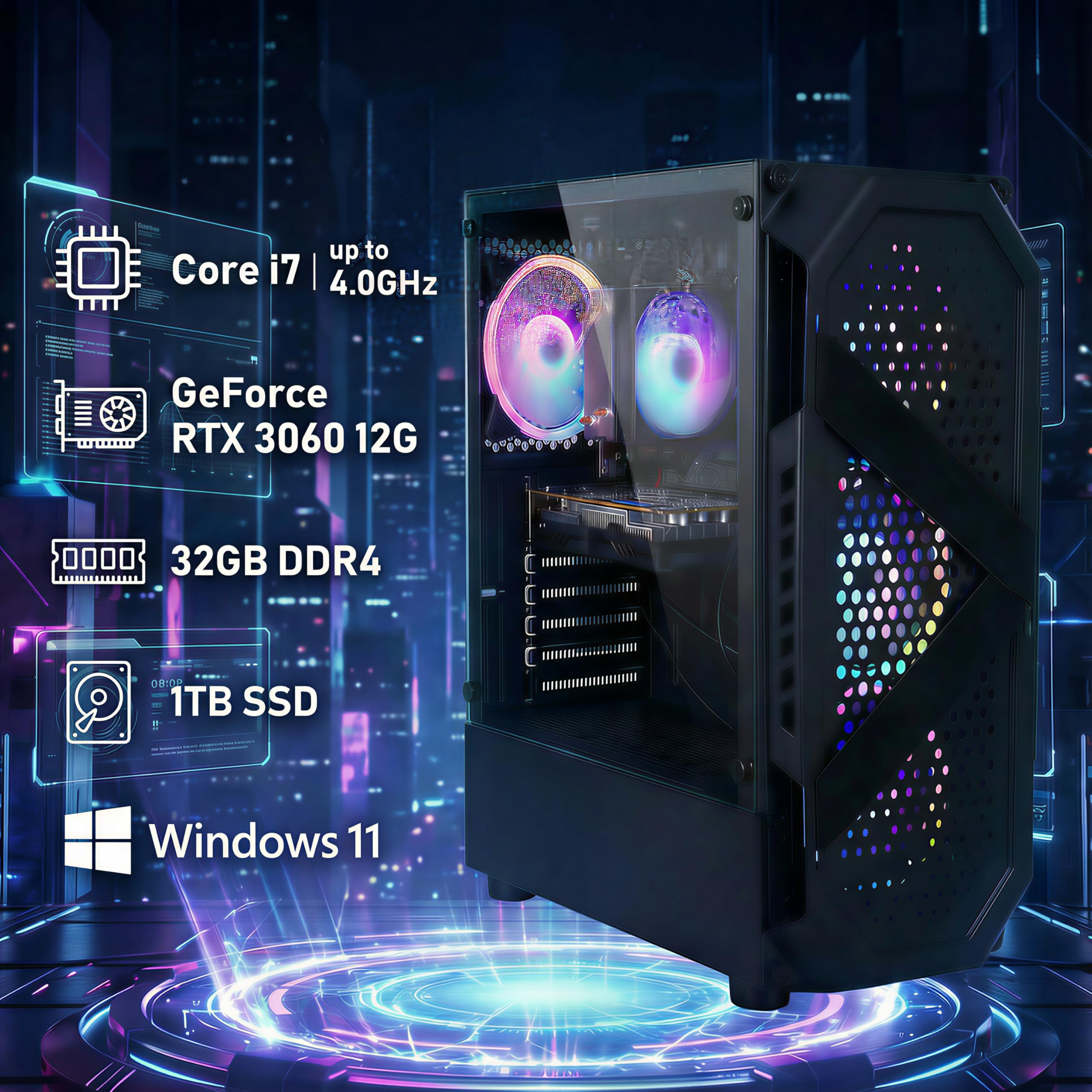ゲーミングPC【core i7 6700:RTX3060 12GB】 Amazon.com: STGAubron Gaming PC Desktop Computer, Intel Core i7