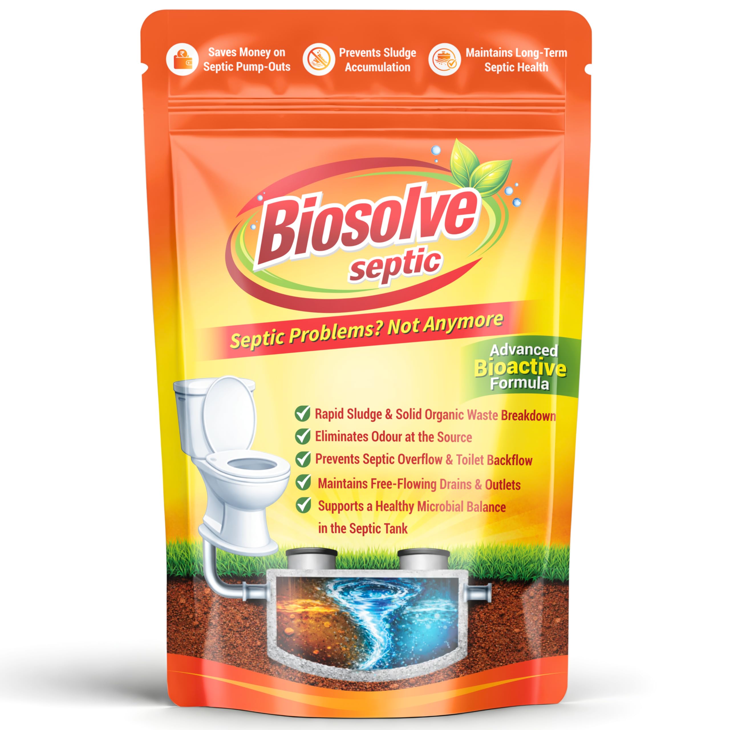 Septic Tank Cleaning Powder | Stops Odors in 7 Days | Reduces Sludge in 14 Days | Prevents Overflow & Backflows | Lab-Verified 1 Billion++ CFU Septic Tank Cleaner | Pack of 1 (250gm)-image-39