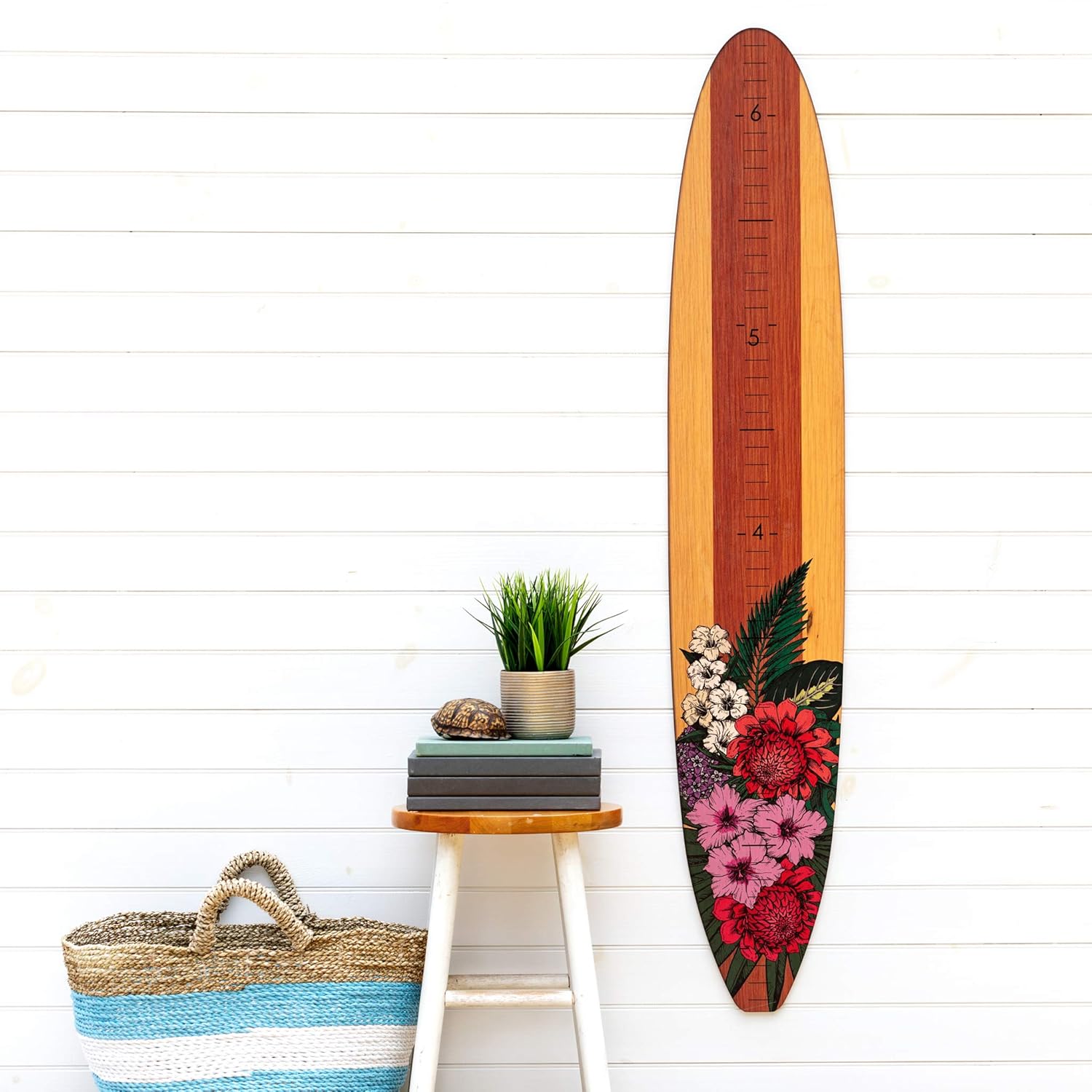 Headwaters Studio Surf Board Growth Chart - Wooden Surfboard Decor Small Surfboard Baby Growth Chart for Wall Grow Chart Baby Wall Growth Chart, Baby Measuring Board Grow Chart for Wall - 57"x10"x1/4"
