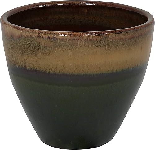 Miniatura 2 de Sunnydaze Resort - Maceta de cerámica para interiores y exteriores, resistente a los rayos UV y a las heladas, acabado esmaltado verde lago bosque,