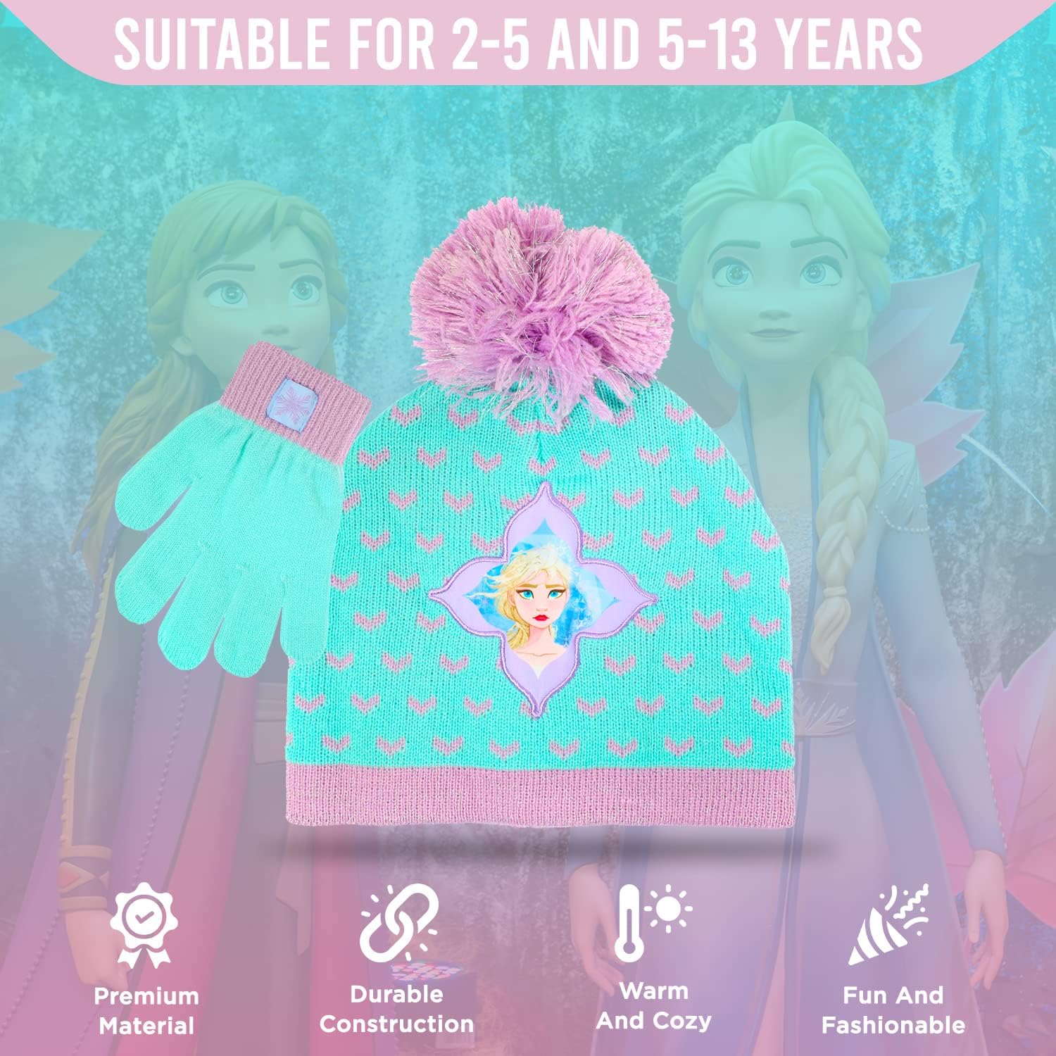 Disney Frozen Girls and Toddler Beanie Hat and Toddler Snow Gloves, Elsa and Anna Kids Toddler Winter Hat with Snow Gloves: Clothing, Shoes & Jewelry