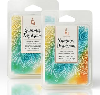 Earnest Living Scented Wax Fragrance Melts Summer Daydream White Musk Grapefruit Patchouli Bergamot Amber Wax Cubes Pack Home Warmer Tart Electric Candle Air Freshener Aroma Decor Gift 2.5 oz (2-Pack)