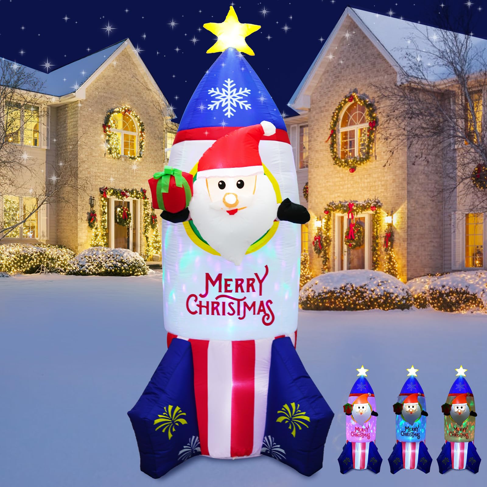 Fusée gonflable de Noël 2,3m : une déco géante installée sans effort