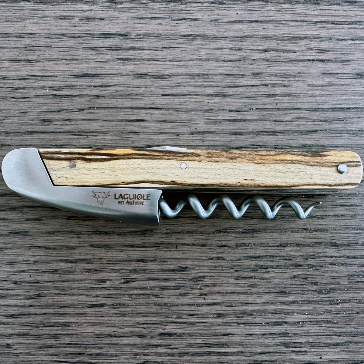 Laguiole En Aubrac Sommelier DeLuxe Waiter's Corkscrew, Andre & Michel Bras Edition, Beechwood Handle, Vintage Wine Opener