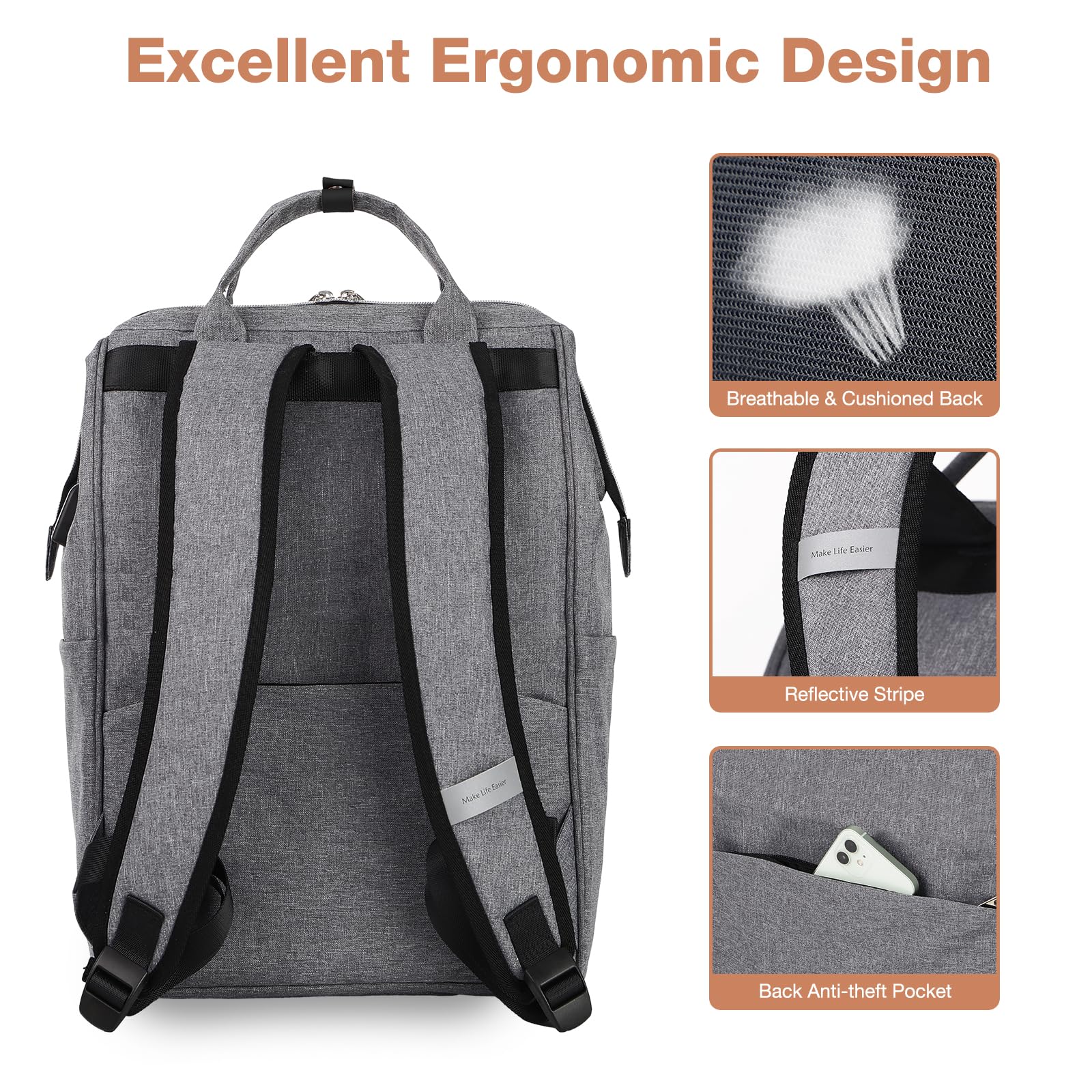 Sac à Dos Femme En Cuir Mat Avec Compartiment Ordinateur 15,6 - Sac élégant Pour Ville, Université, Voyage - Dos Rembourré, Design Polyvalent