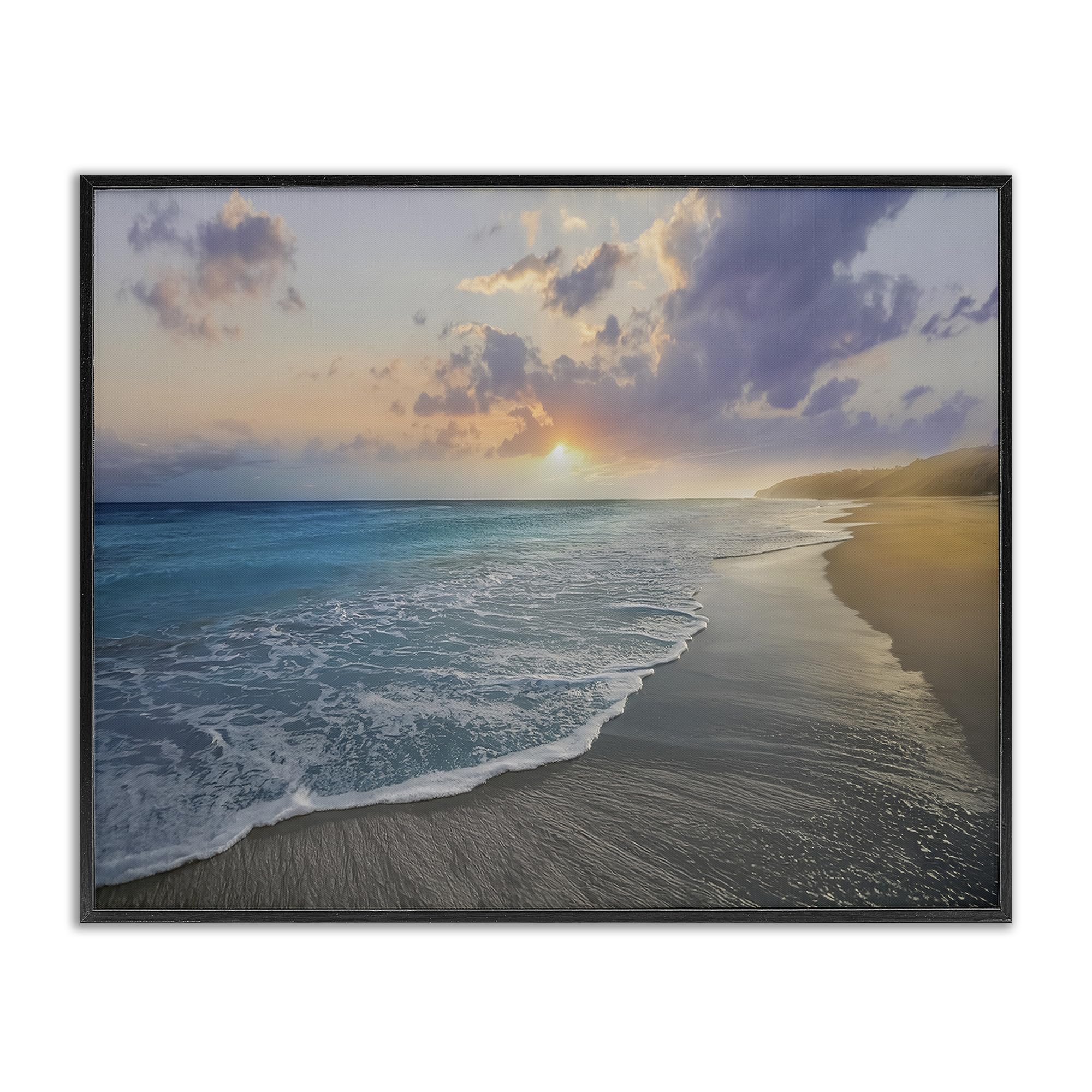 Stupell Industries 'Sunset over Tranquil Coast', Framed Giclee Art, Black, 30 x 24 Inches, Easy to Hang and Sturdy, Made in USA, by Mike Calascibetta