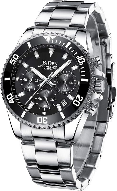 BIDEN Orologio cronografo uomo acciaio inox