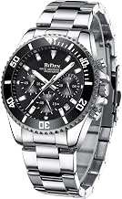 HANPOSH Men's Watch Chronograph Stainless Steel Waterproof Date Analog Quartz Watch Business Casual Fashion Wristwatches for Men