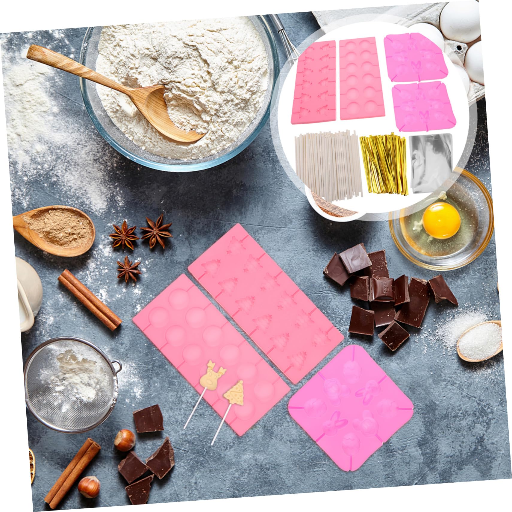 Kit de Fabrication de Sucettes en Silicone Noël, 7 Pièces
