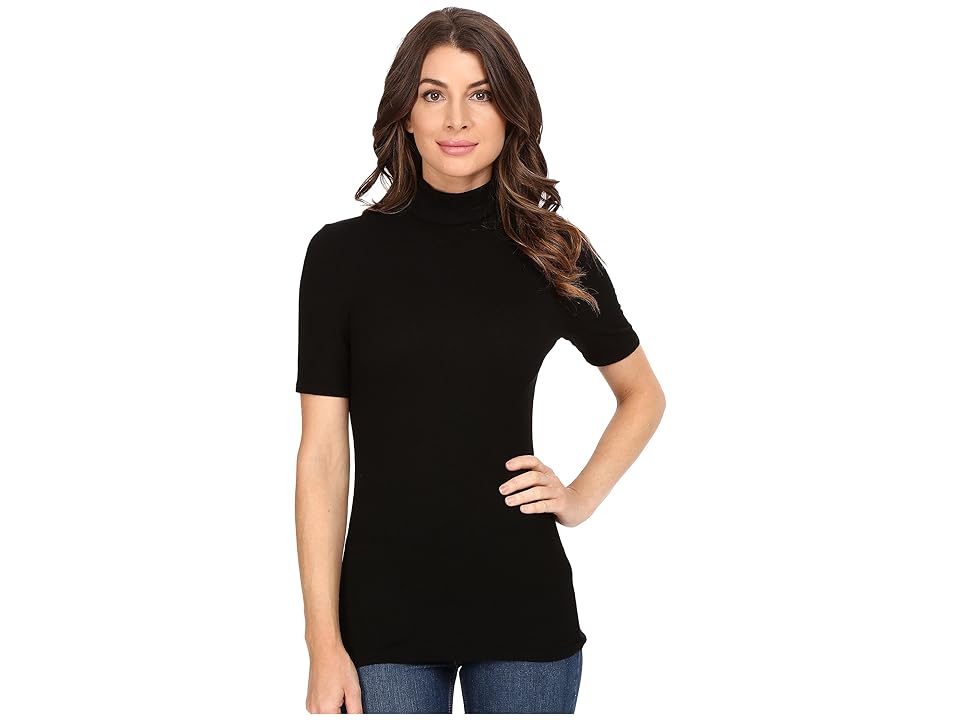 

Three Dots Cleo - Short Sleeve Turtleneck (Black) Women's Clothing
